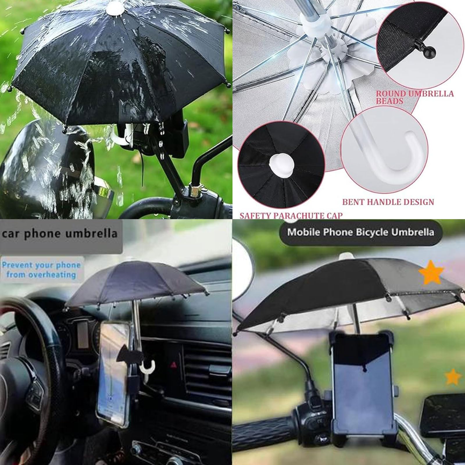 UV Protection Suction Cup Phone Umbrella - Mini Sun Shade Stand for Cell Phones, Perfect for Outdoor Activities, Beach, and Travel