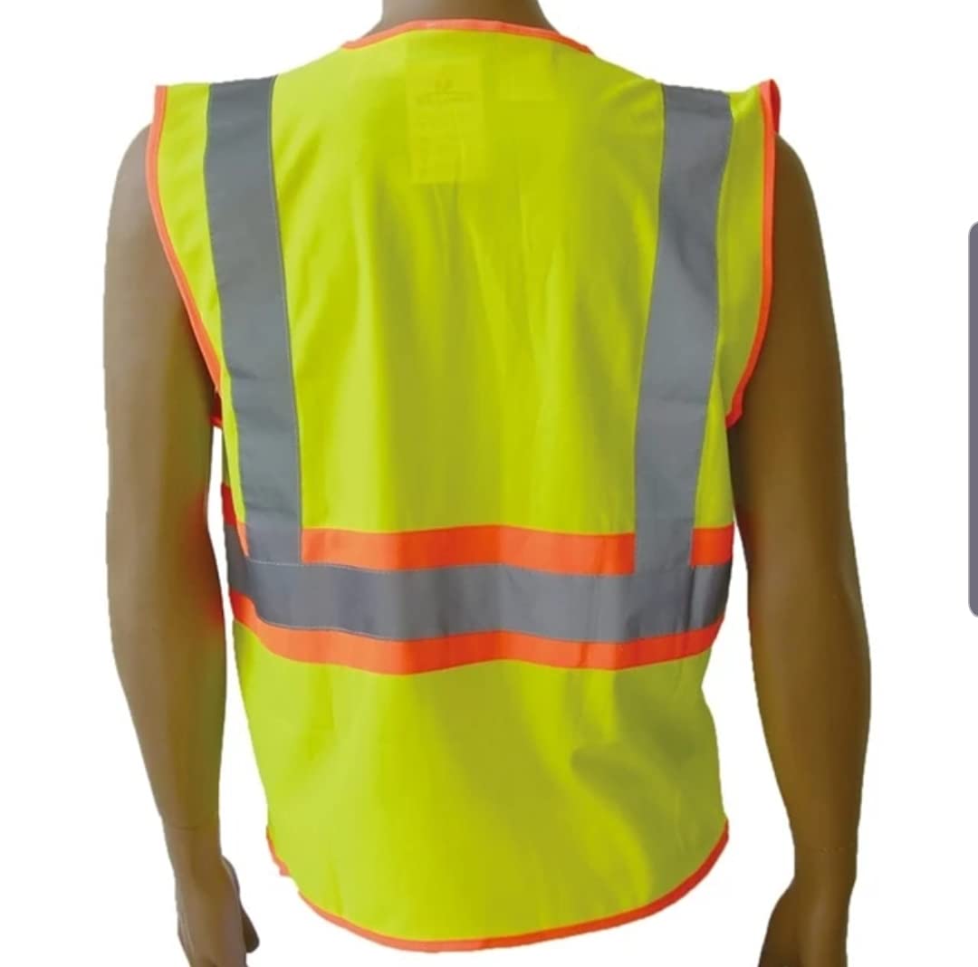 Xtreme RADIO HOLDER Reflective Safety Vest - High Visibility Yellow/Orange (Model 8120) for Construction, Road Work & Emergency Responders | ANSI Certified Workwear