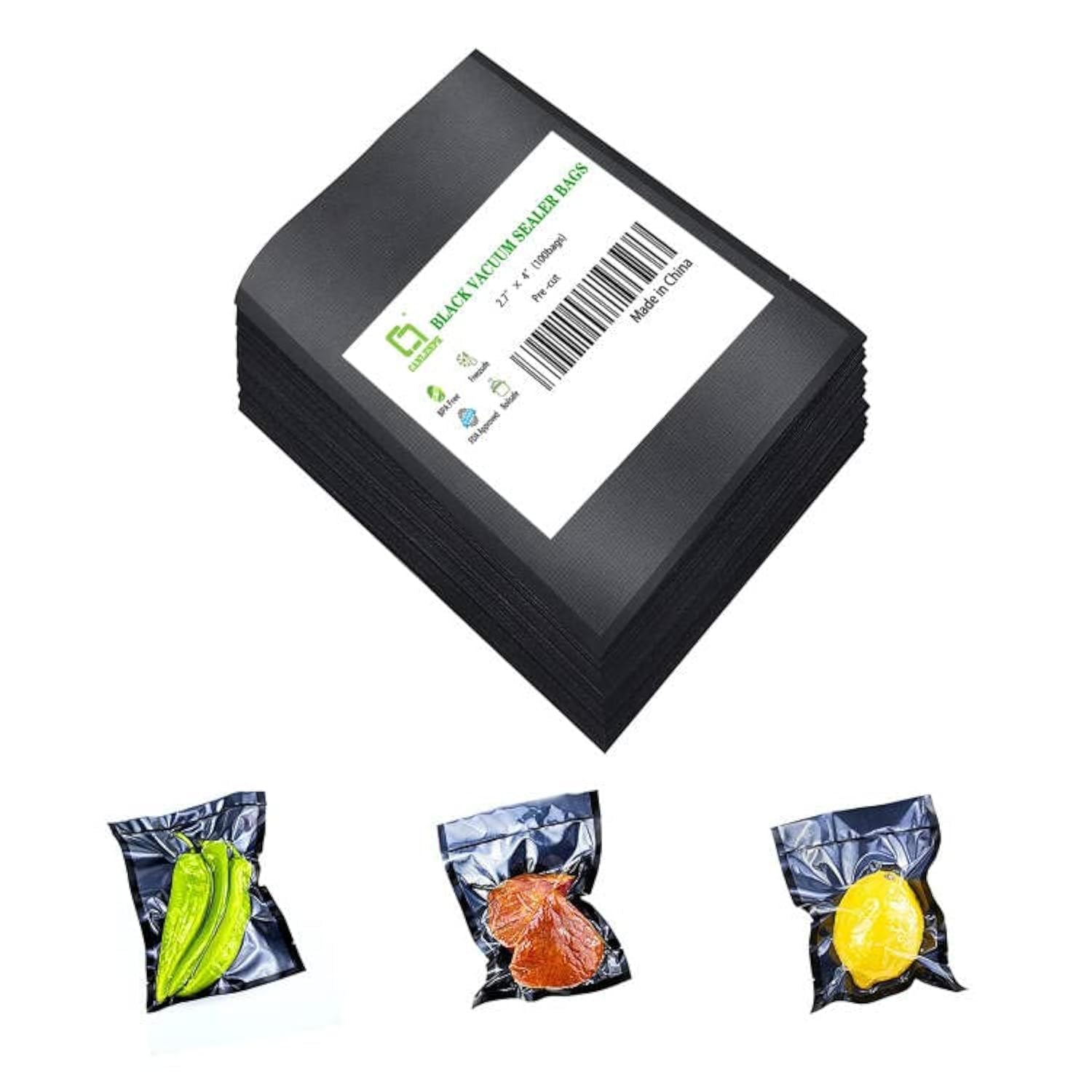 CANLENPK 2.7×4 Inch/7x10cm Mini Vacuum Sealer Bags - 100PCS Heavy Duty Precut Food Storage Bags for Meal Prep, Snacks, Fruits & Nuts | Boil, Steam, Heat & Freeze Safe | Commercial Grade Sealable Bags (Black Back) - Perfect for Kitchen, Camping & Meal Prepping