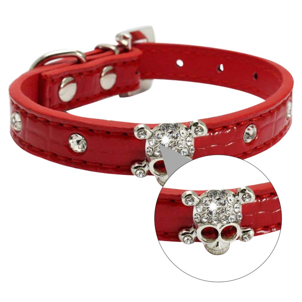 PRETYZOOM Halloween Skull Pet Collar - Gothic Dog Collar with Red Rhinestones for Small Dogs, Halloween Costume Accessory & Goth Outfits - Perfect for Halloween Parties, Pet Costume Contests and Gothic Fashion