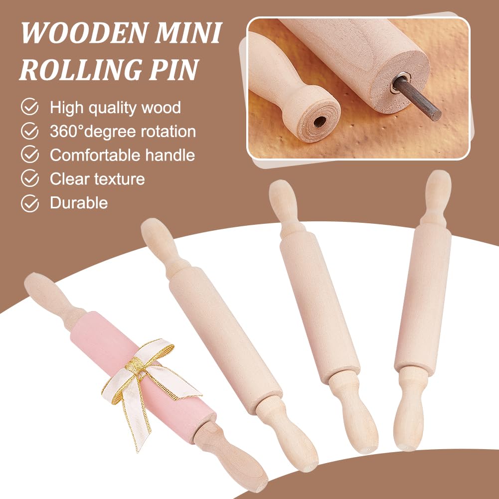 OLYCRAFT 7PCS Mini Wooden Rolling Pin Set - 7.9