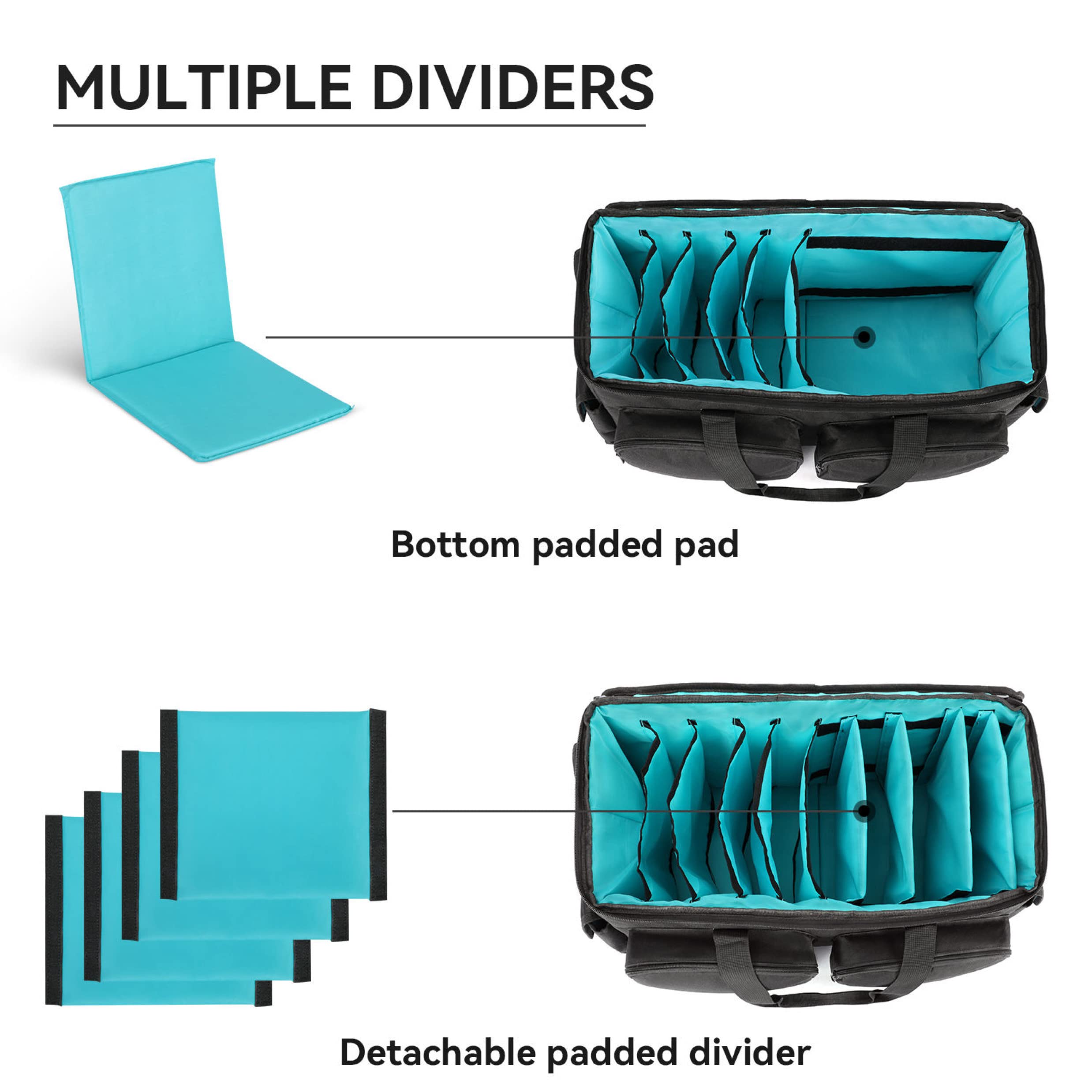 SAVIOUR DJ Cable File Bag - Detachable Padded Bottom & Adjustable Dividers for Music/Audio/Visual Cables - Portable Travel Storage & Studio Organization - Perfect for DJs, Musicians & AV Professionals (Blue)