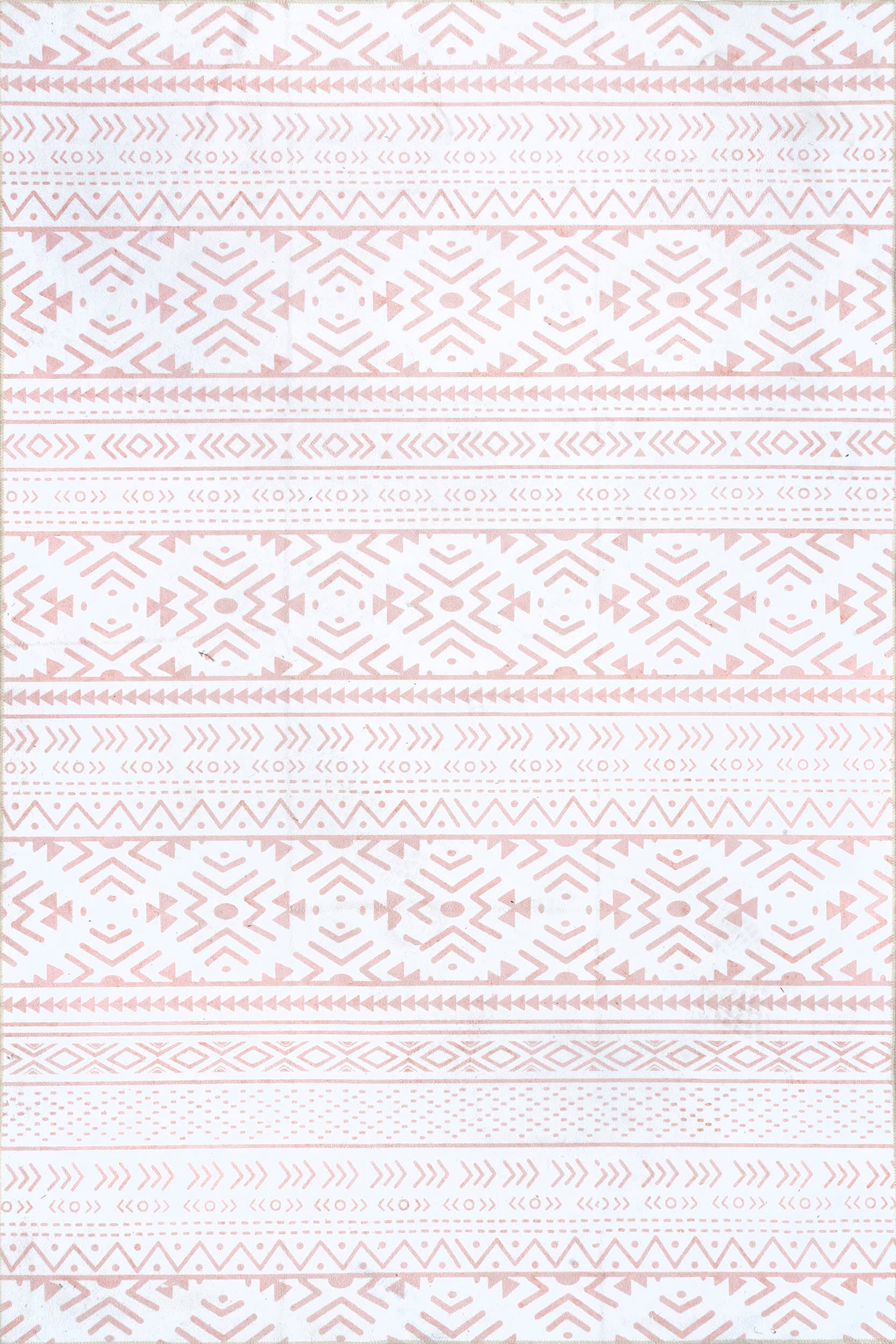 Corrine Washable Banded Rug - Soft Non-Slip Area Rug in Pale Pink | Perfect for Living Room, Bedroom & Nursery Decor