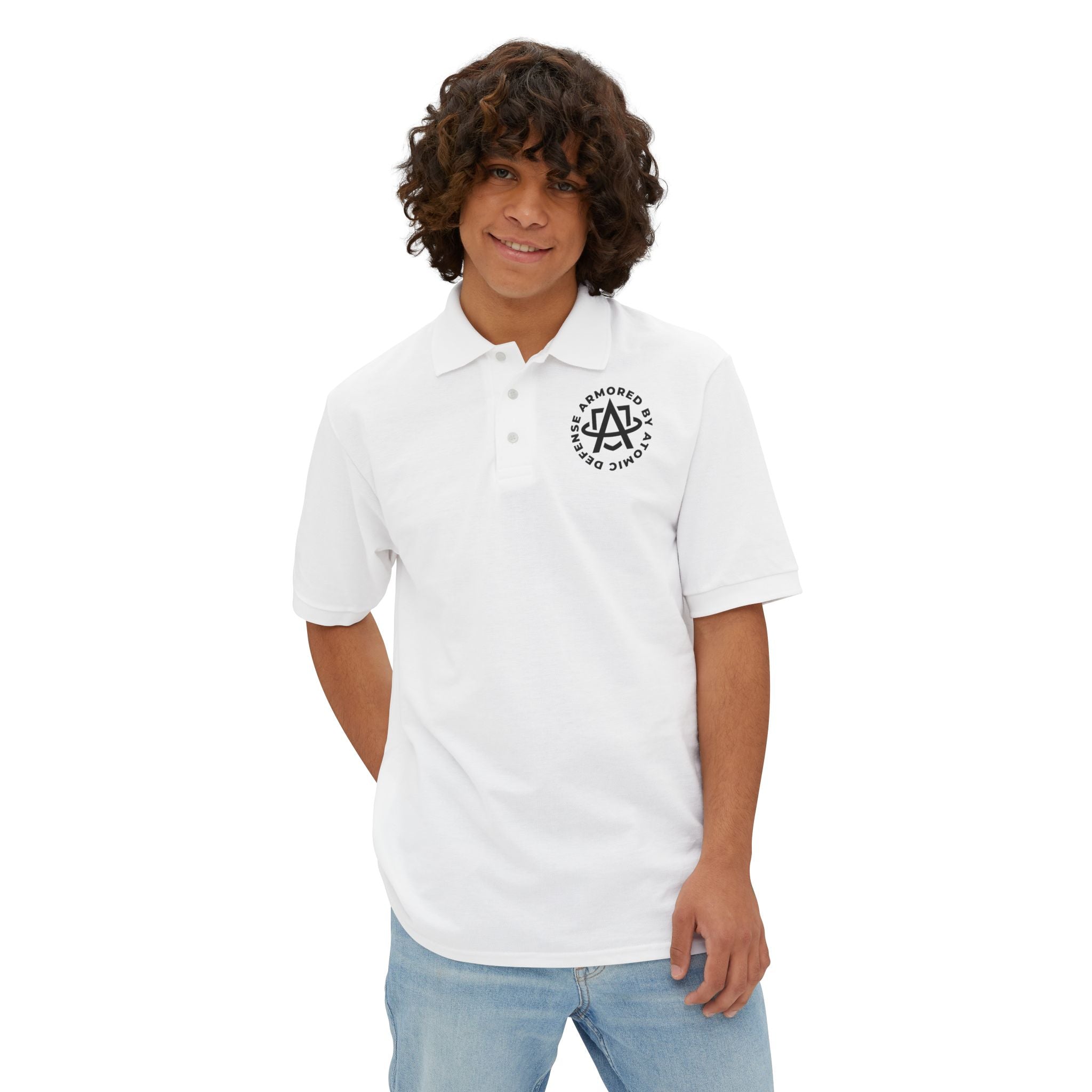 Atomic Defense Men's Performance Piqué Polo Shirt - Moisture Wicking, Breathable & Comfortable for Golf, Tennis & Casual Wear