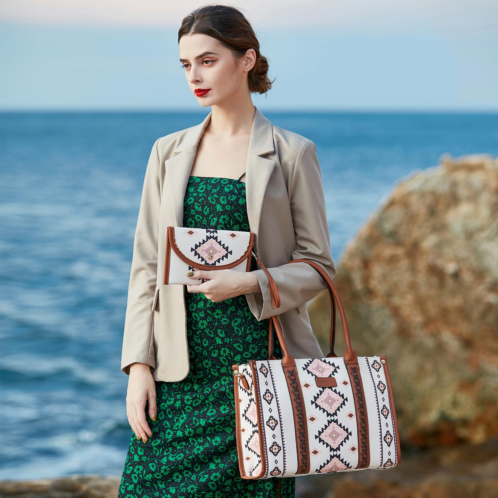 Stylish Vintage Boho Women's Tote Bag - Large Travel Work Shoulder Purse for Everyday Use, Office & Weekend Getaways