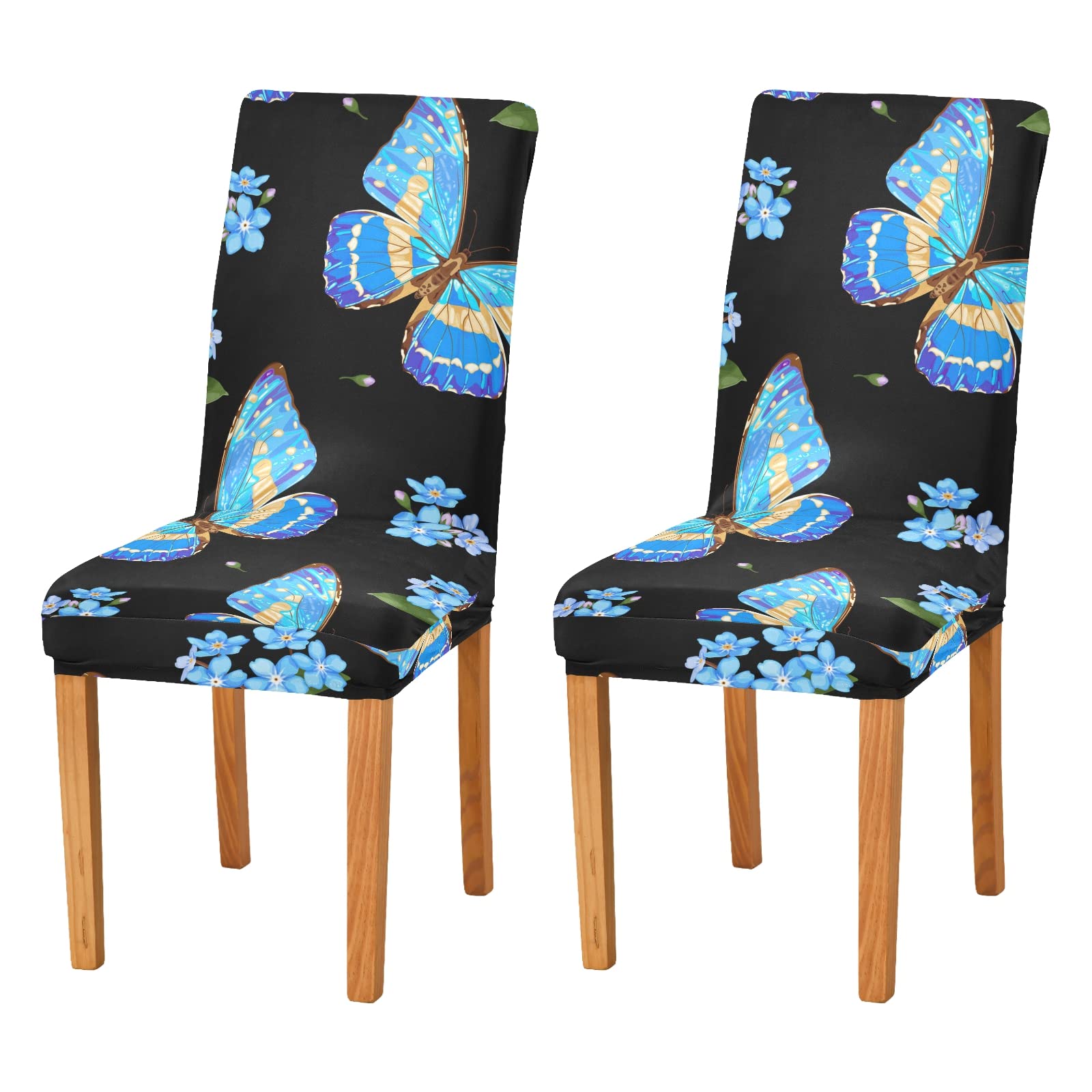 4-Pack Stretch Washable Dining Chair Covers - Floral Butterfly Design Slipcovers for Kitchen, Living Room, Wedding & Hotel Use | Easy to Clean & Removable Seat Protectors
