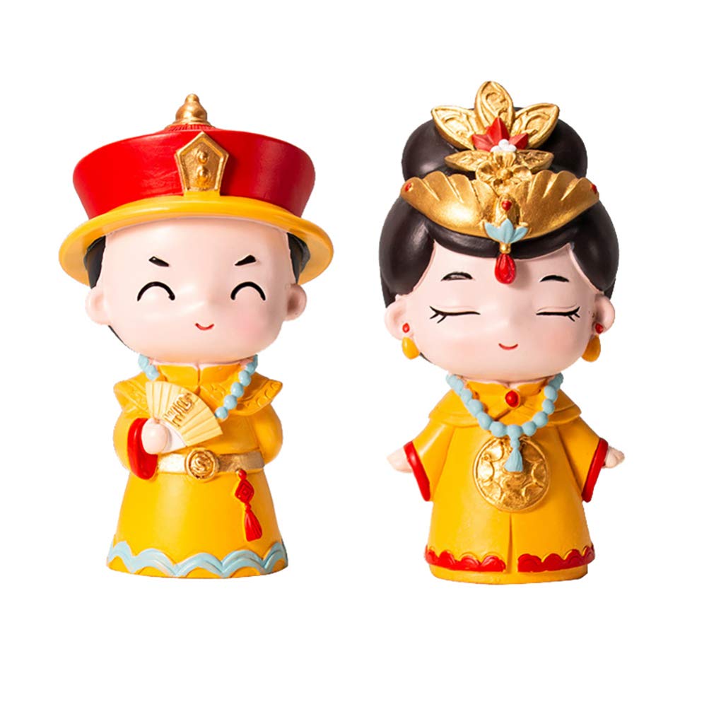 2pcs Emperor Empress Cake Toppers - Chinese Style Birthday Cake Decorations for Wedding, Anniversary & Home Ornament | Elegant Cake Figurines for DIY Cake Crafting & Party Decor