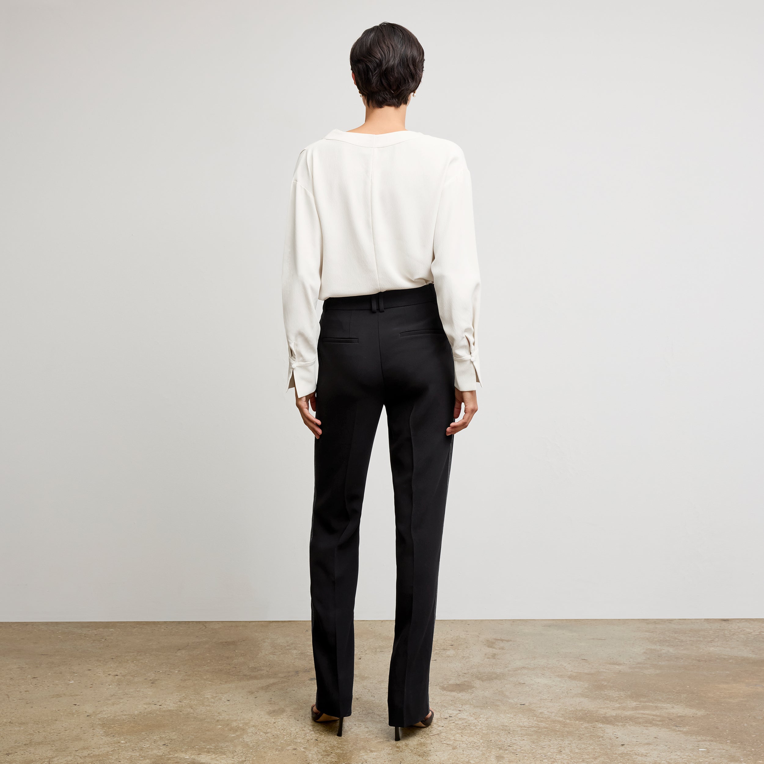 Lowen Jetset Pant - Everyday Stretch Crepe Pants with Topstitch Detail in Black | Comfortable Work Pants & Travel Pants for Women