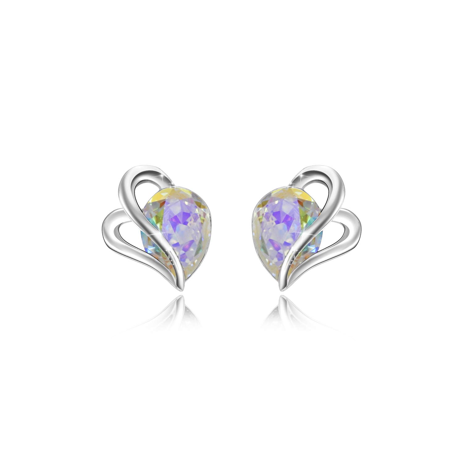 Elegant Sterling Silver Crystal Stud Earrings for Women & Girls - Swarovski Element Dainty Love Knot Ear Studs Jewelry Gift for Her | Perfect for Weddings, Parties & Everyday Wear