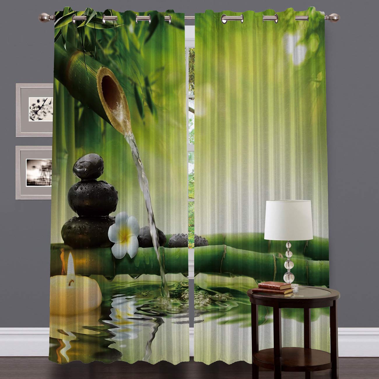 Blackout Curtains 90 Inches Long - Red Vow Thermal Insulated Drapes with Grommet Top for Bedroom, Living Room, Nursery & Patio Door - Set of 2 Panels, Spa Bamboo Cobblestone Design - Perfect for Light Blocking, Privacy & Energy Saving in Home, Office or Dorm