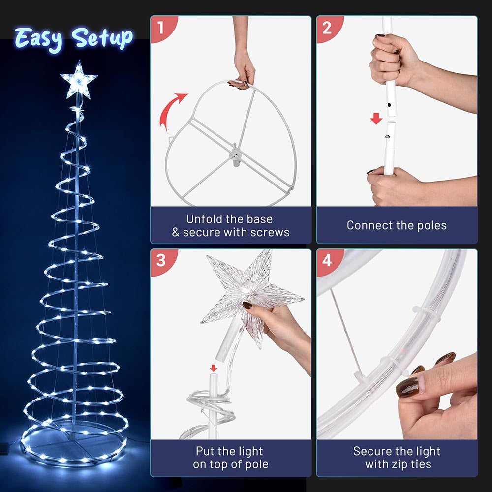 6ft LED Lighted Spiral Christmas Tree with Battery Operation - Perfect for Indoor Holiday Decor, Parties & Festive Home Lighting