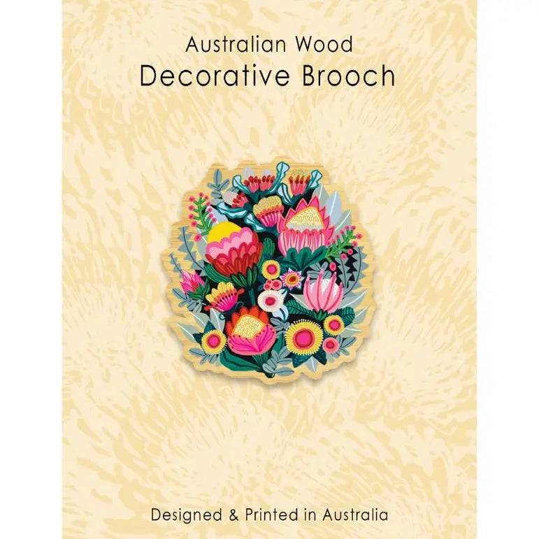 Handmade Australian Wooden Brooch with Bush Flowers Design - Perfect for Women's Fashion Accessories, Gift Giving & Special Occasions
