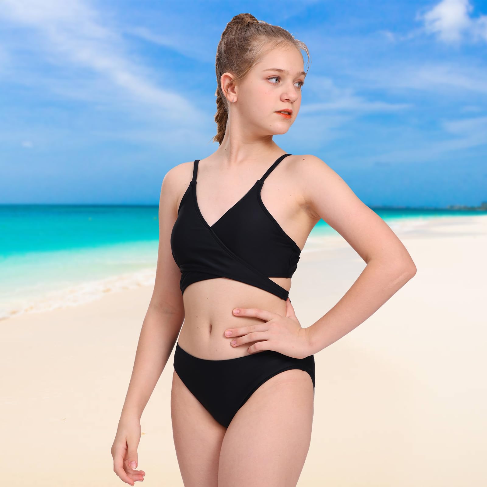 Karrack Girls' Bikini Set - Adjustable Straps Swimwear for Teens & Kids | Beach & Pool