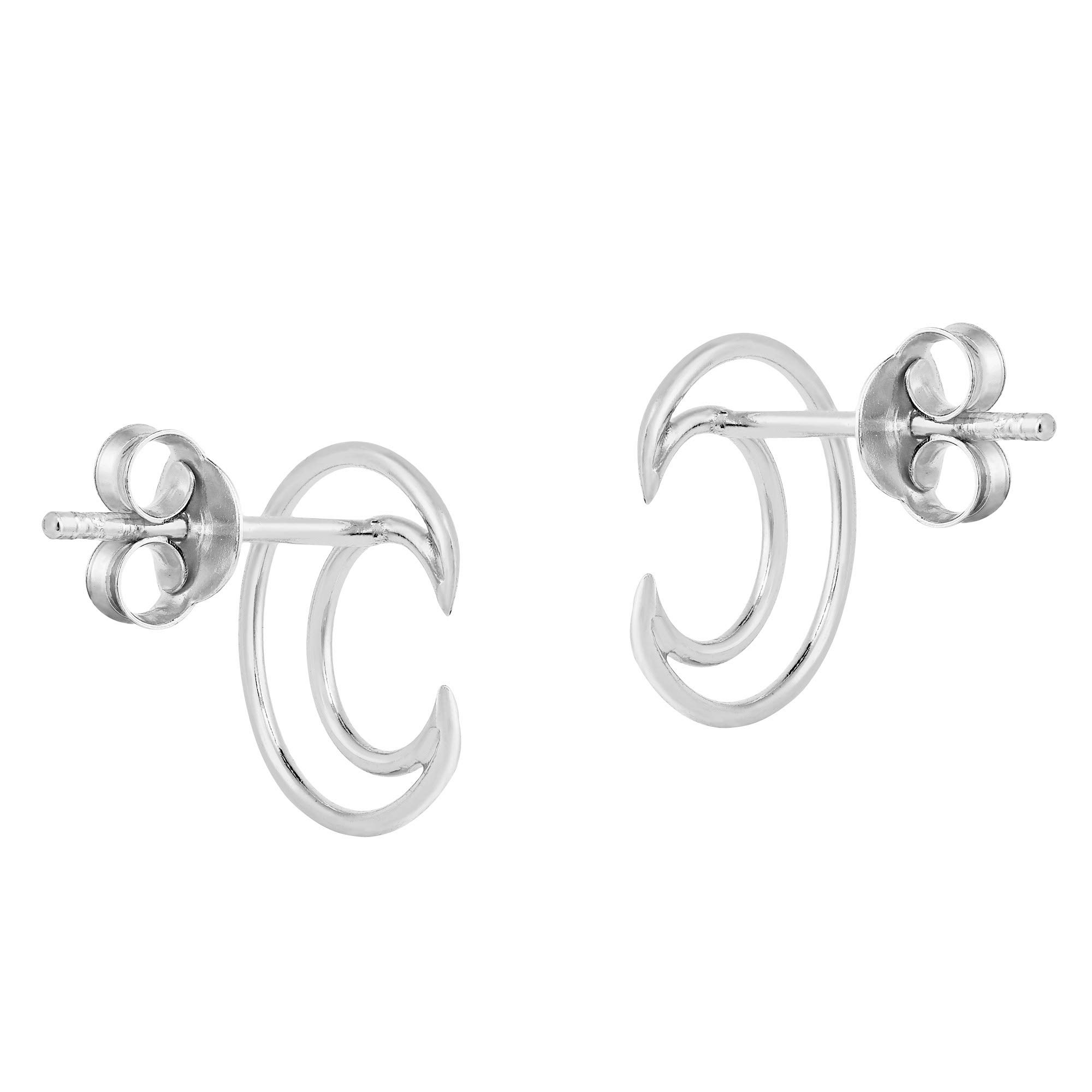 AeraVida Crescent Moon Outline Sterling Silver Post Stud Earrings for Women - Minimalist Chic Jewelry Gift for Daughter, Girlfriend, Wife - Perfect for Everyday Wear, Date Night & Special Occasions