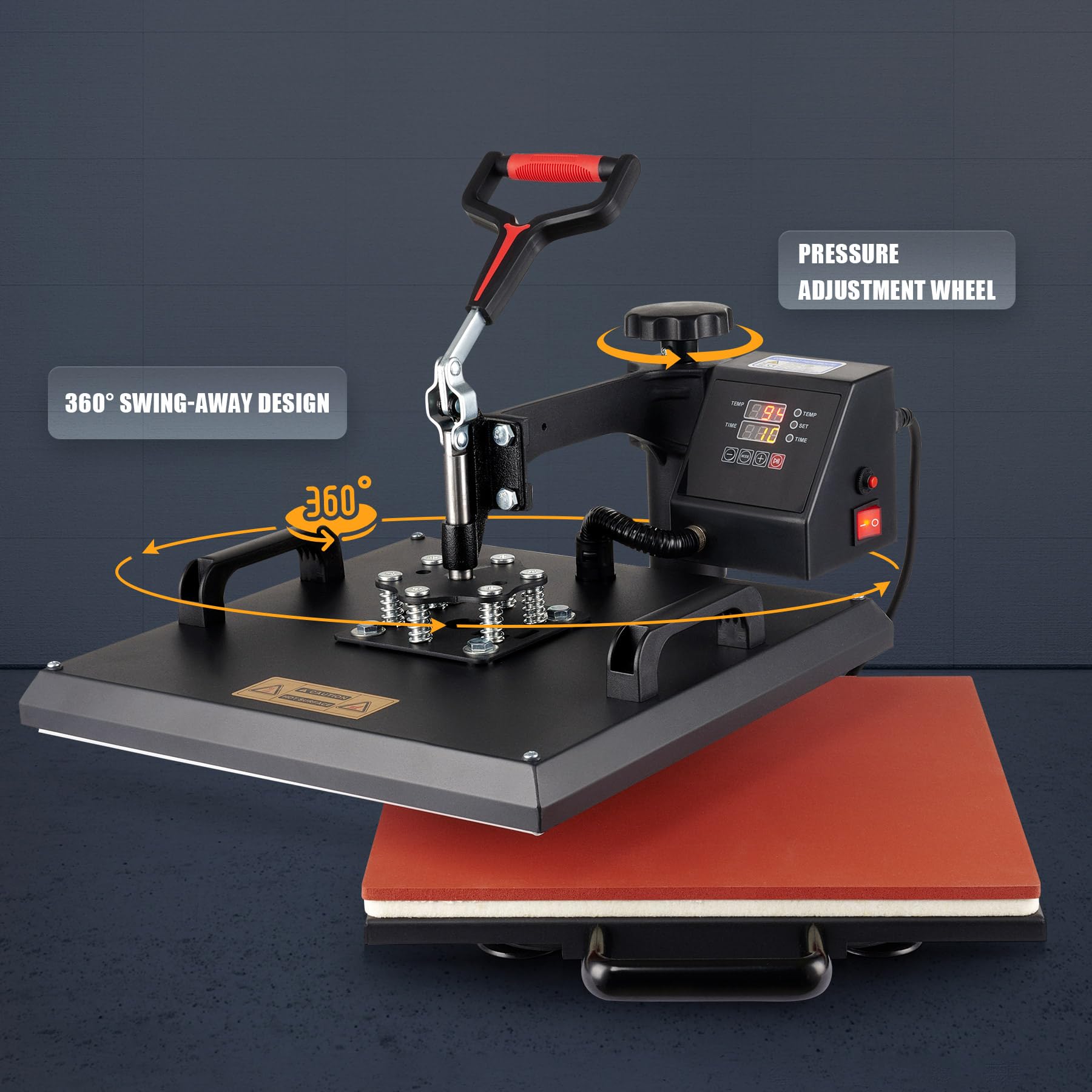 CREWORKS 8-in-1 Multifunctional Heat Press Machine 15x15 Inch (38x38cm) with 360° Swivel for T-Shirts, Mugs, Hats, Plates - Perfect for DIY Custom Apparel, Sublimation Printing & Small Business Use