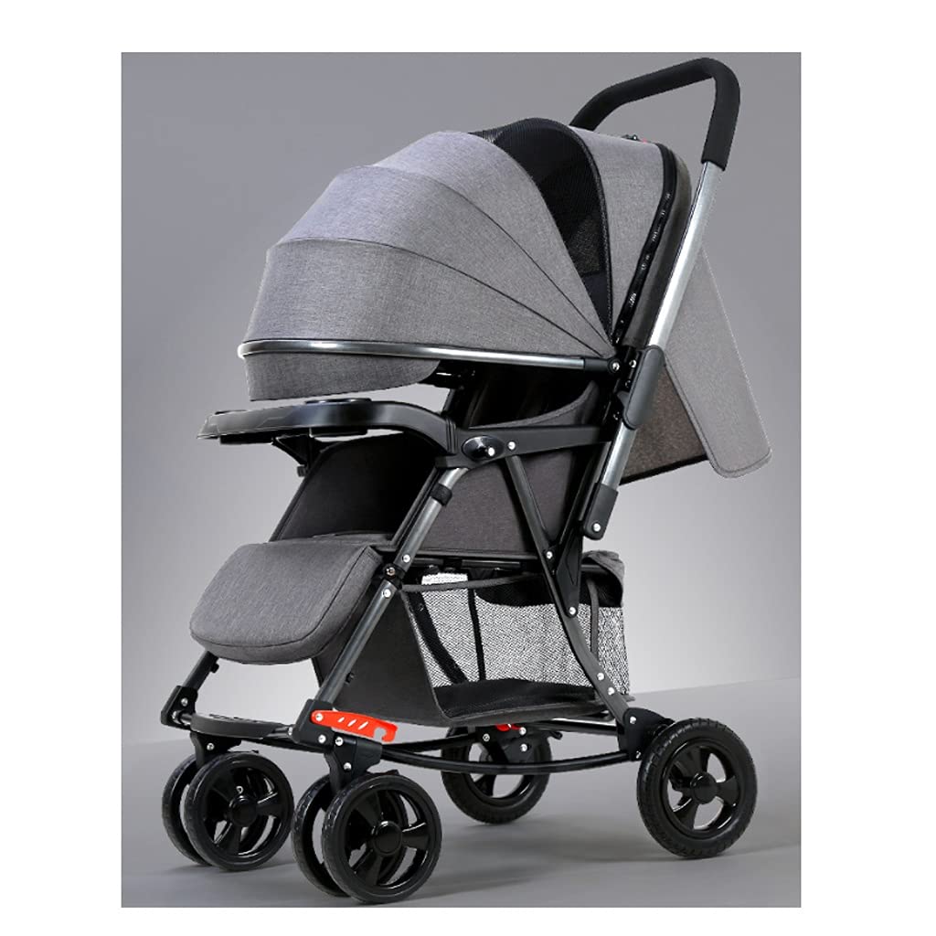 Fevilady 2-Way Baby Stroller - Lightweight, One-Hand Fold, Adjustable Reclining Seat with Shock Absorber - Gray Infant Pushchair for Shopping, Travel & Outdoor Walks
