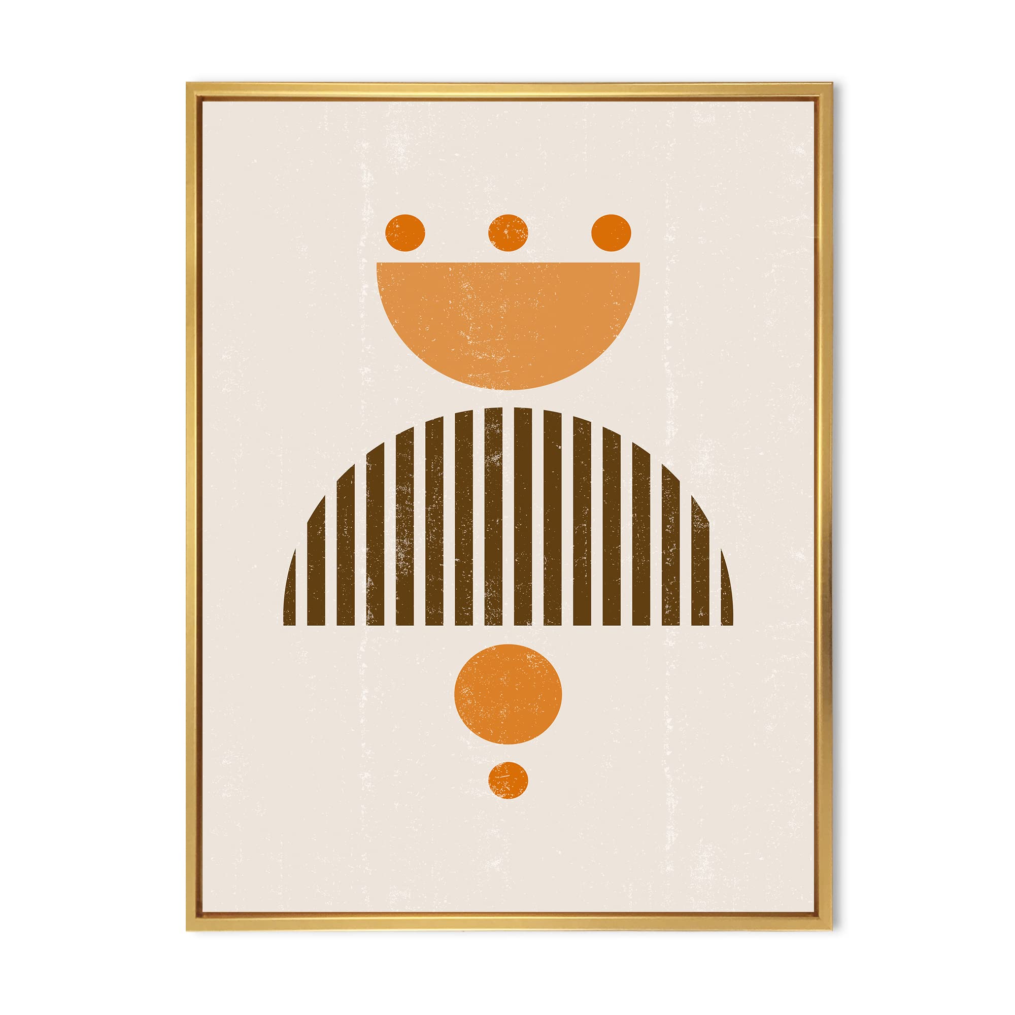 DesignQ Abstract Minimal Sun and Moon Wall Art - Earth Tone Framed Canvas Print for Living Room & Bedroom Decor