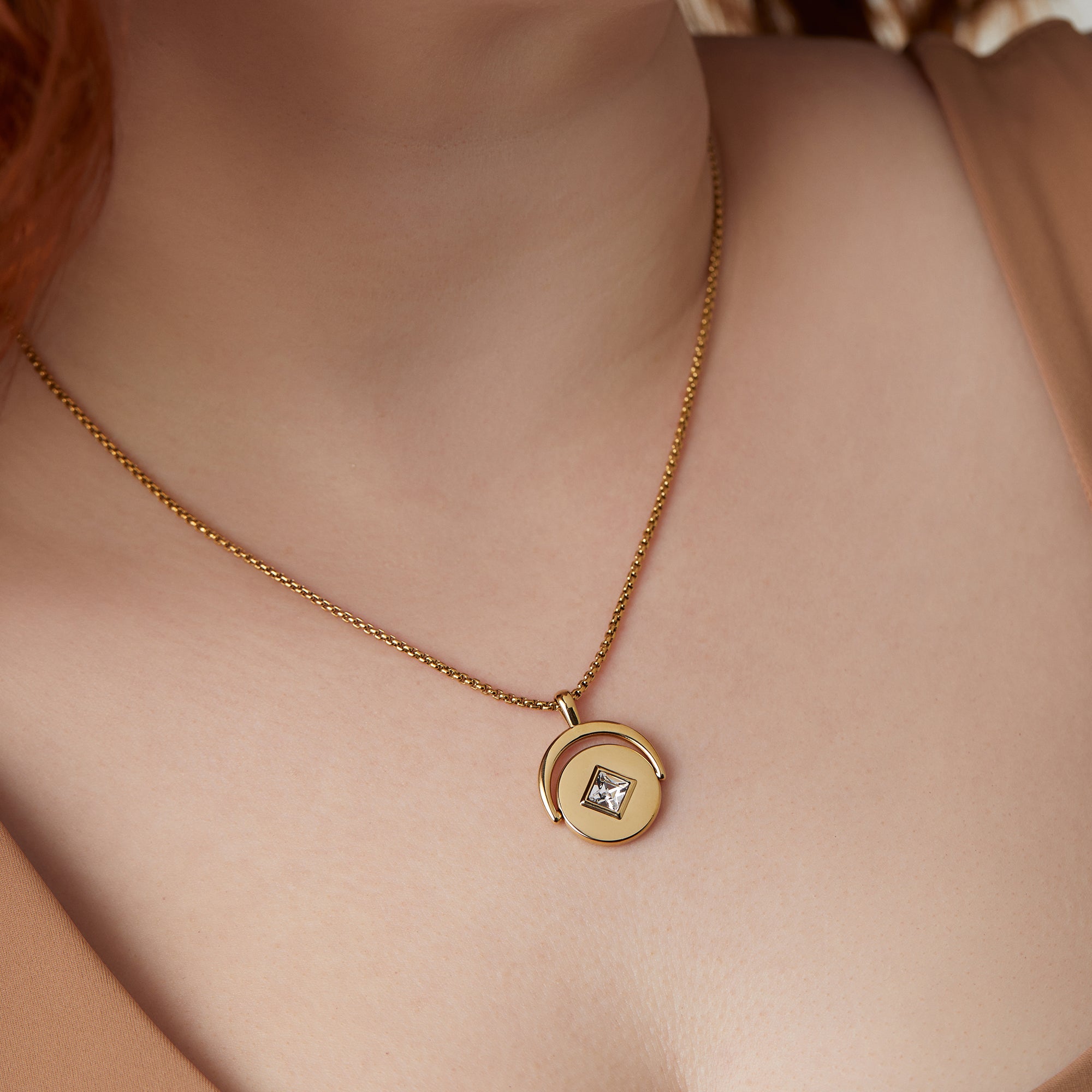 April Birthstone & Flower Flip Charm Necklace - Sterling Silver Dainty Pendant Jewelry for Women - Perfect Birthday Gift & Everyday Wear