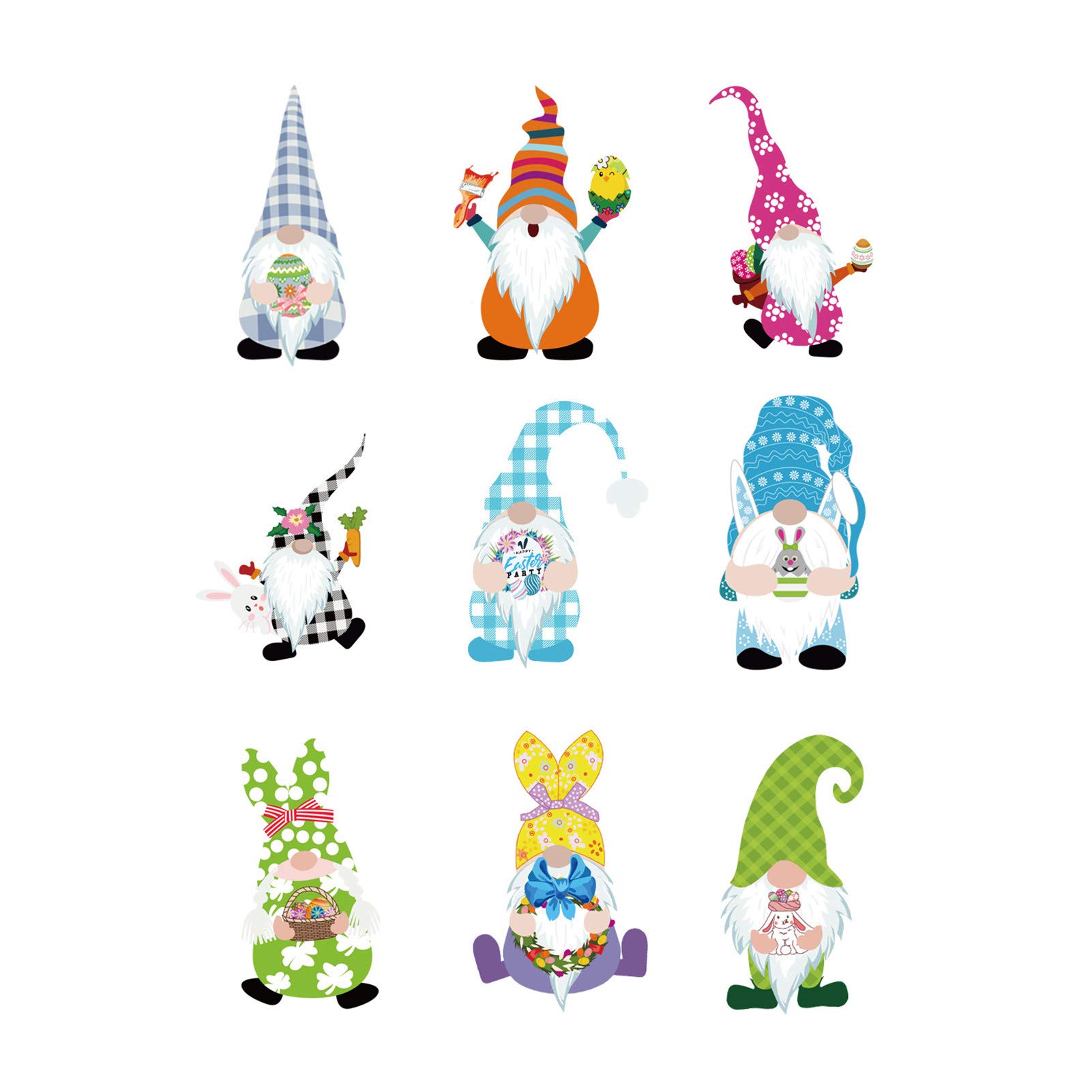 9Pcs Easter Bunny Egg Static Stickers - Colorful Window & Fridge Decals for Easter Decorations - Perfect for Home, Office & Party Festive Decor