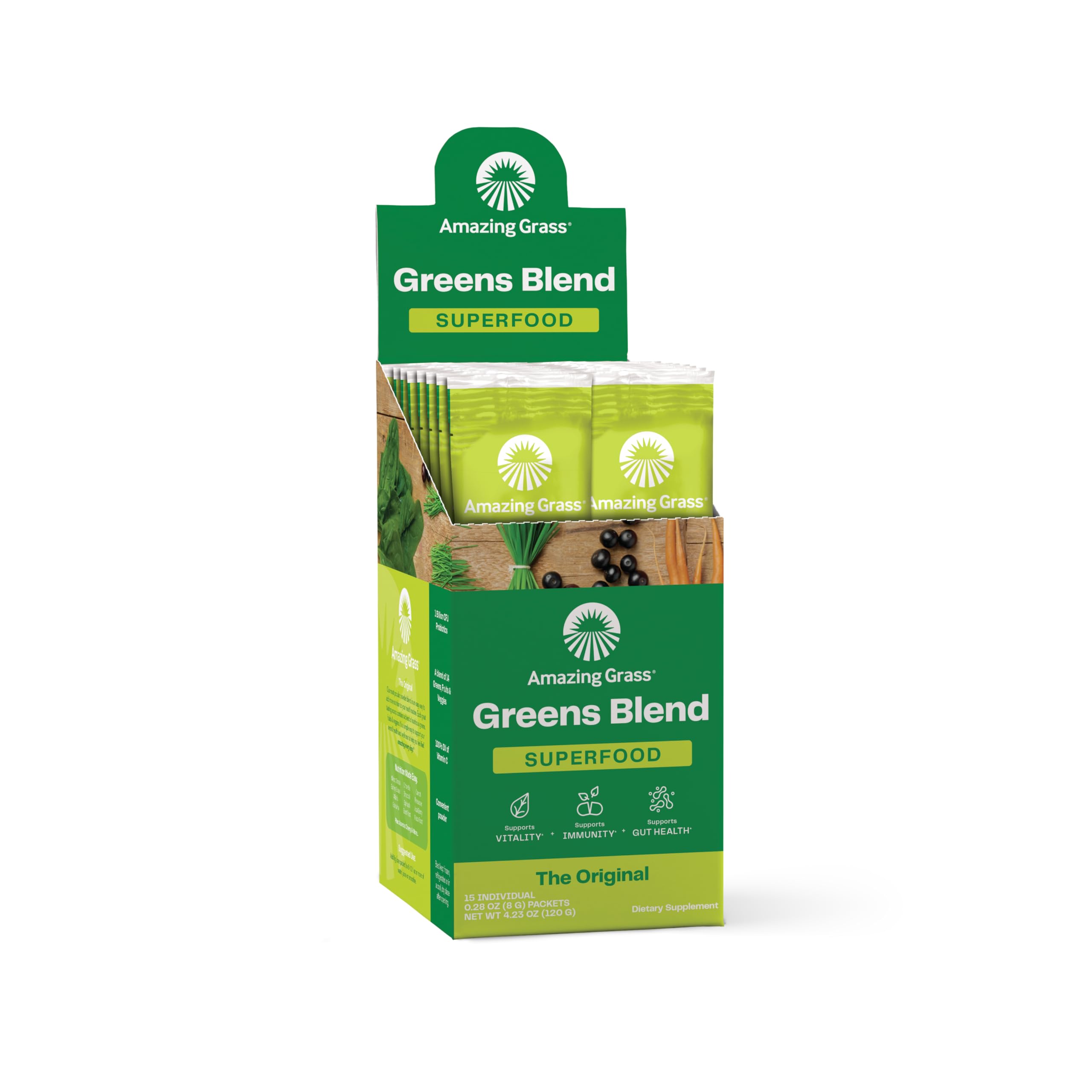 Organic Superfood Greens Powder with Digestive Enzymes & Probiotics - Spirulina, Chlorella, Beet Root - 15 Servings | Boost Energy, Detox & Gut Health for Active Lifestyles