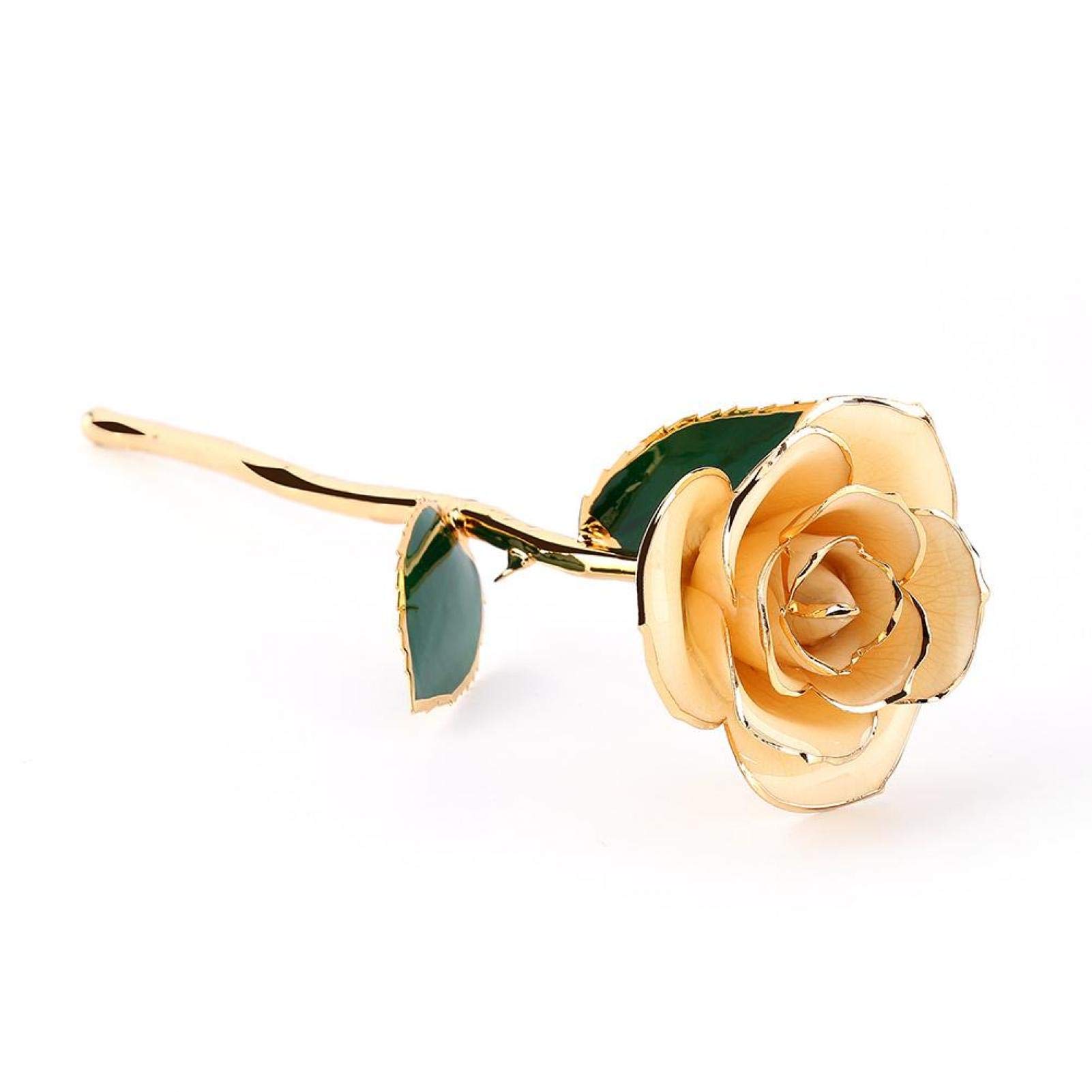 24k Gold Dipped Rose - Real Everlasting Rose with Long Stem & Exquisite Holder, Romantic Valentine's Day Gift for Her, Anniversary & Mother's Day Present - Perfect for Wedding Decor, Anniversary Surprise & Luxury Home Display