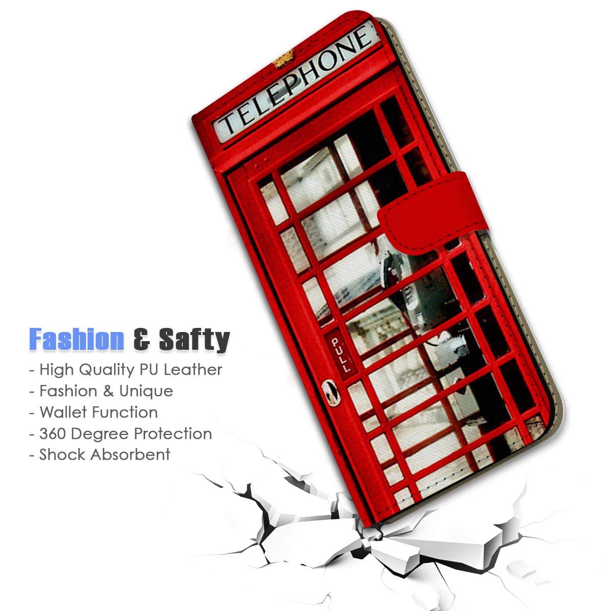 Premium Flip Wallet Phone Case for iPhone 11 Pro Max - British Red Phone Booth Design (A0096) | Stylish Protective Cover with Card Slots for Everyday Use & Travel