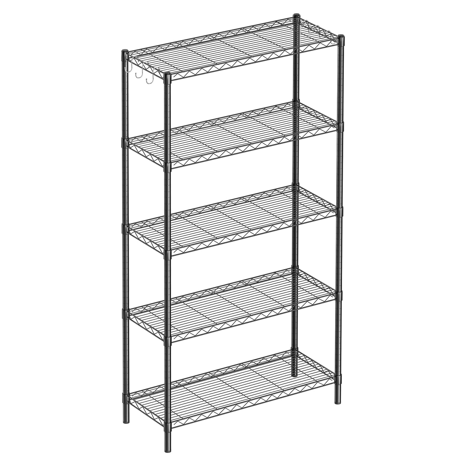 5-Shelf Adjustable Metal Wire Storage Rack - Heavy Duty Shelving Unit for Home & Office - 36