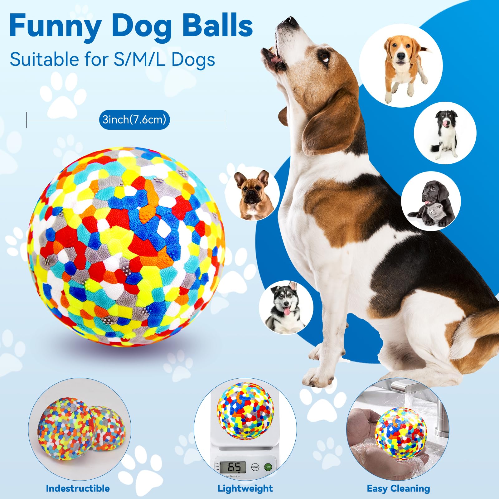 Indestructible Dog Ball for Aggressive Chewers - Tough Chew Toy for Large & Medium Breed Dogs, Bouncing Fetch Toy, Water-Resistant Dog Ball - Perfect for Outdoor Play, Training & Interactive Games