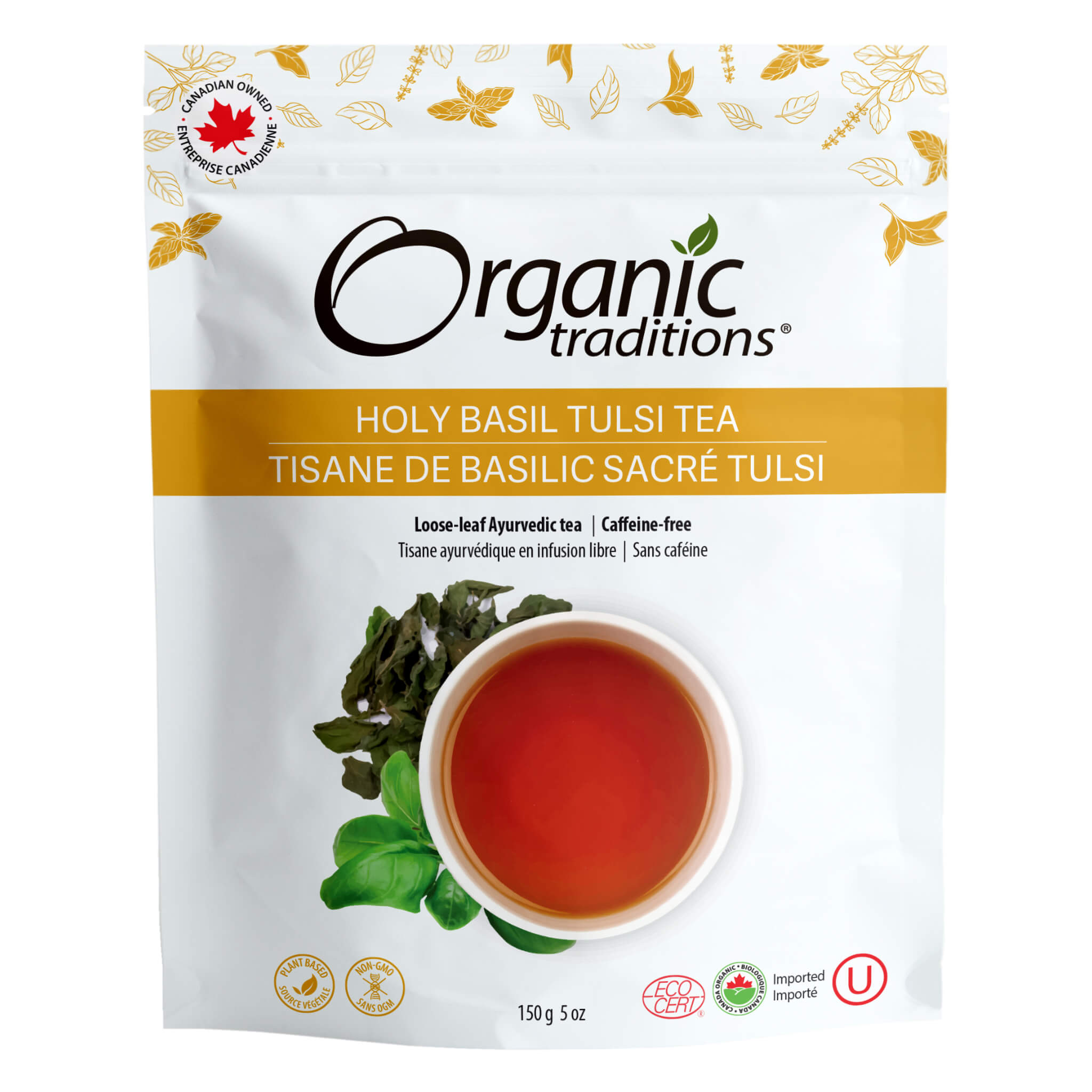 Organic Holy Basil (Tulsi) Tea Cut - 100% Natural Stress Relief & Immune Support Herbal Tea - Perfect for Relaxation, Meditation & Wellness Rituals
