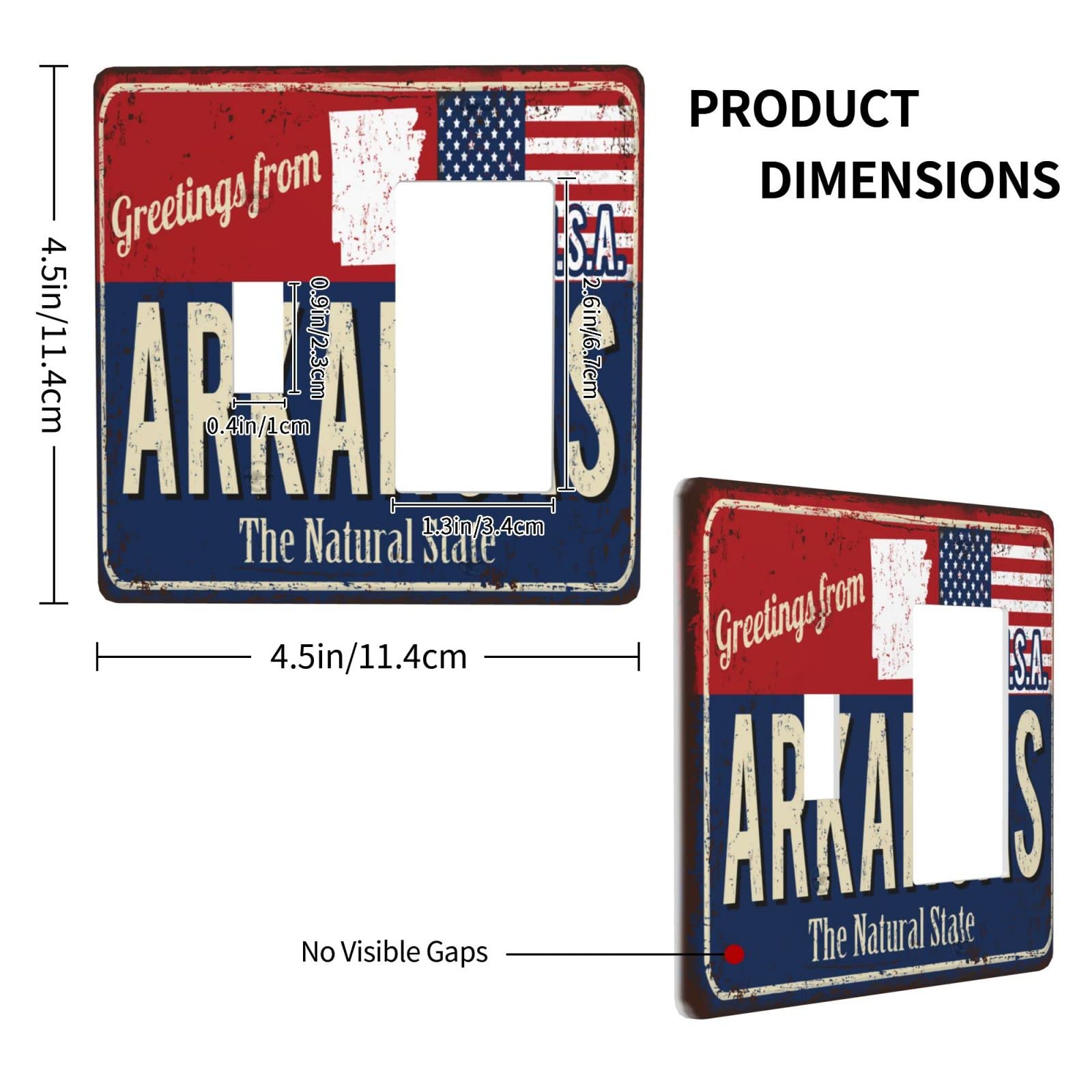 Arkansas USA State Flag Map Red & Blue Double 2 Gang Light Switch Cover - Decorative Electrical Outlet Plate for Home & Office Wall Decor | Perfect for Living Rooms, Bedrooms & Game Rooms