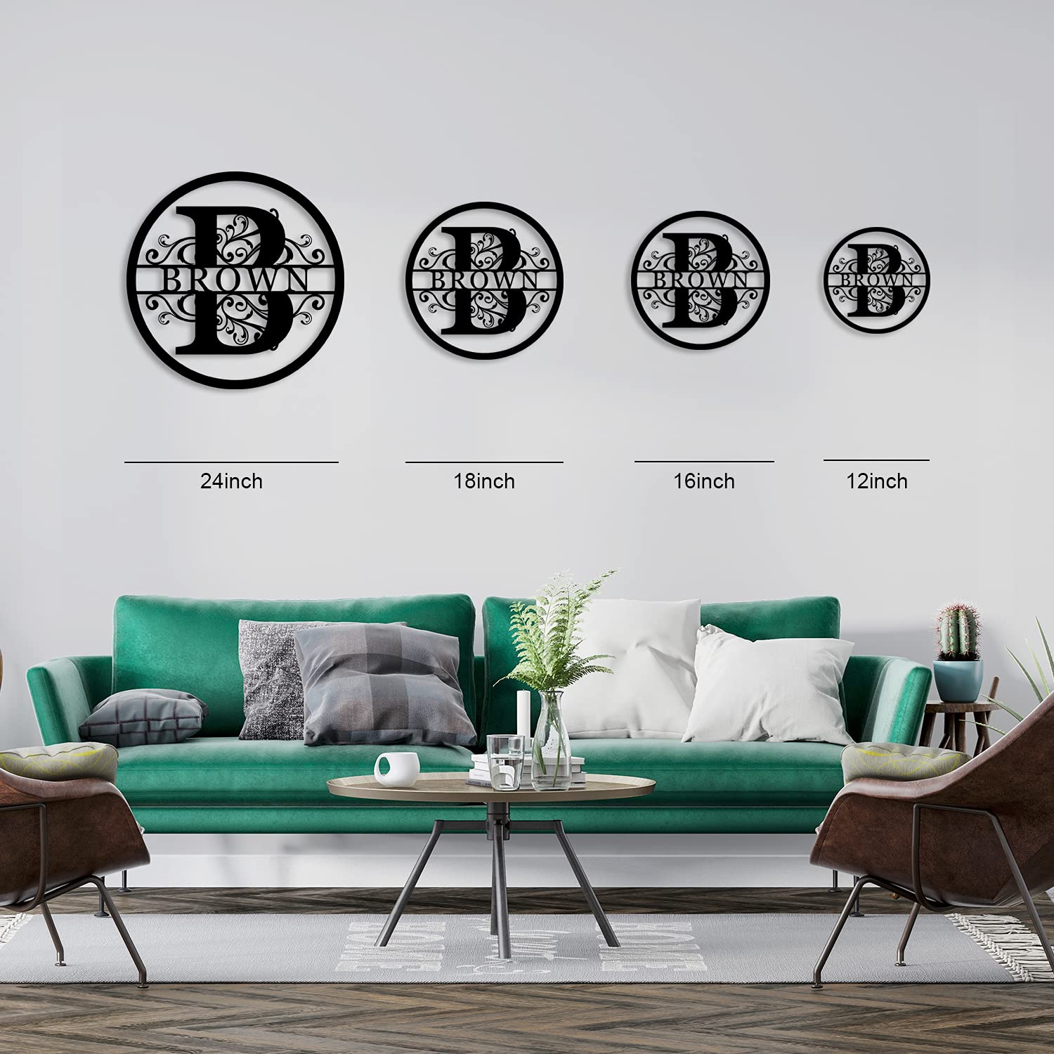 Personalized Metal Family Name Sign - Custom Last Name Wall Decor & Monogram Door Hanger - Split Letter Initial Sign for Home, Living Room, Bedroom & Entryway Decor