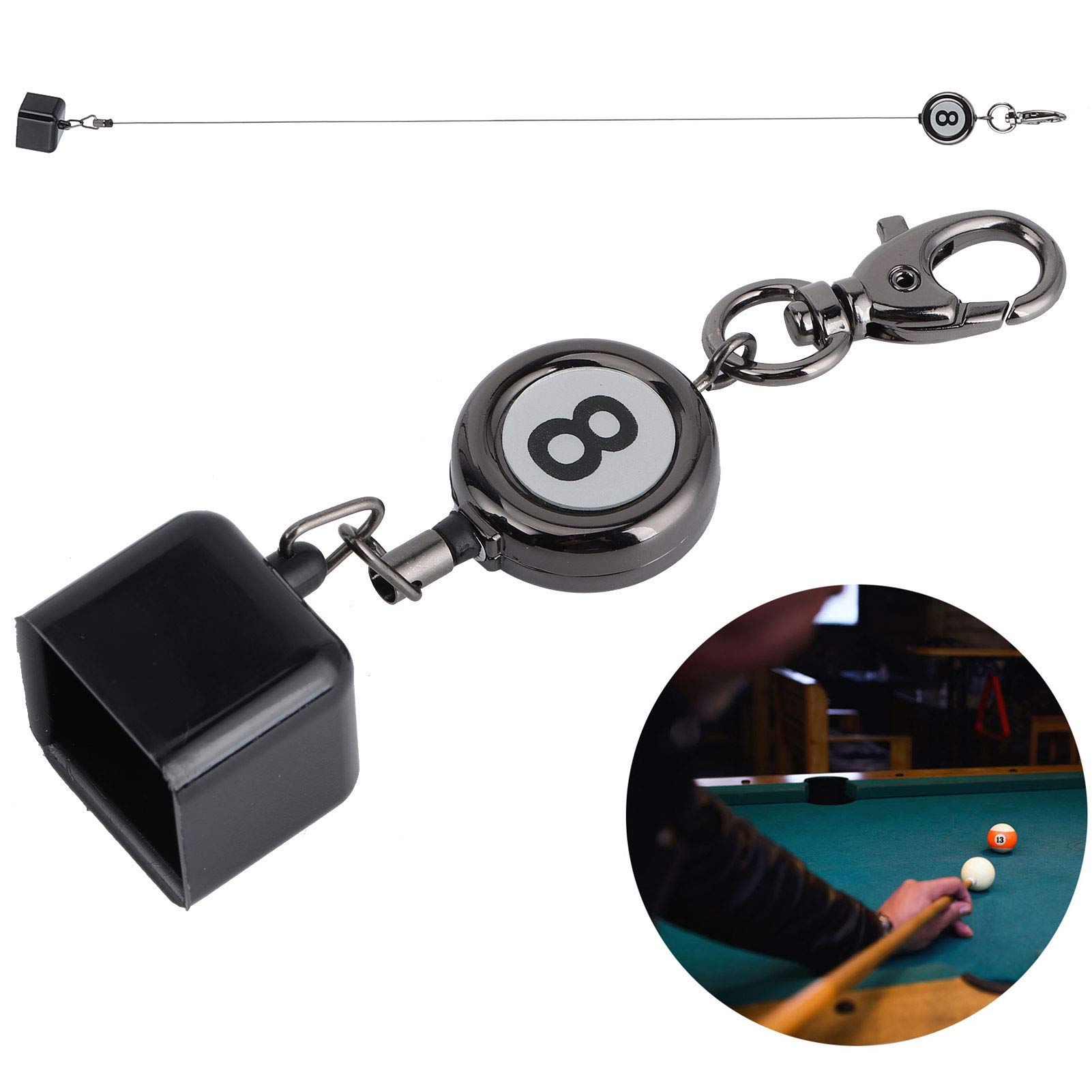 VBESTLIFE Retractable Billiards Chalk Holder with Belt Clip - Snooker Pool Cue Accessories for Table Racks & Sticks | Durable Chalk Box for Professional & Home Game Use
