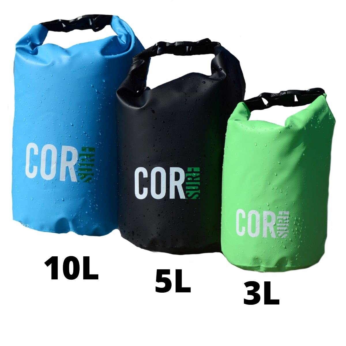 Waterproof Dry Bag 3L 5L 10L 15L - Roll Top Sack for Kayaking, Rafting, Boating, Swimming | Keep Gear Dry for Camping, Hiking, Beach & Fishing | COR Surf Floating Waterproof Dry Bag for Outdoor Adventures