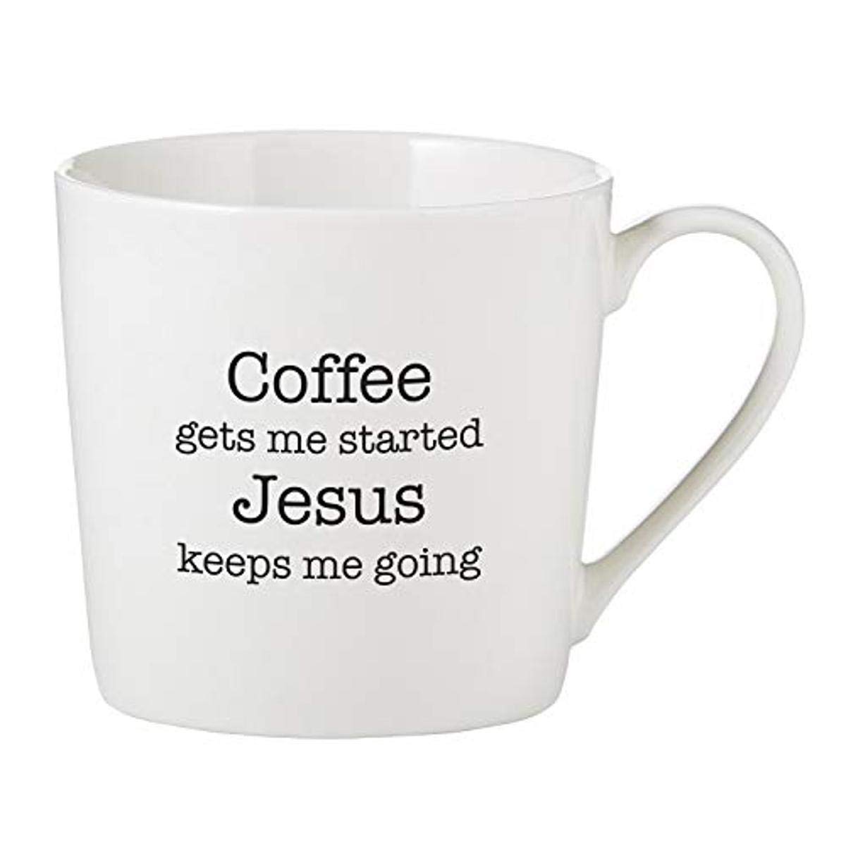 Faithworks Creative Brands Inspirational White Bone China Coffee Mug - 14oz Ceramic Tea Cup with Motivational Quote - Perfect for Morning Coffee, Office Use & Gift Giving