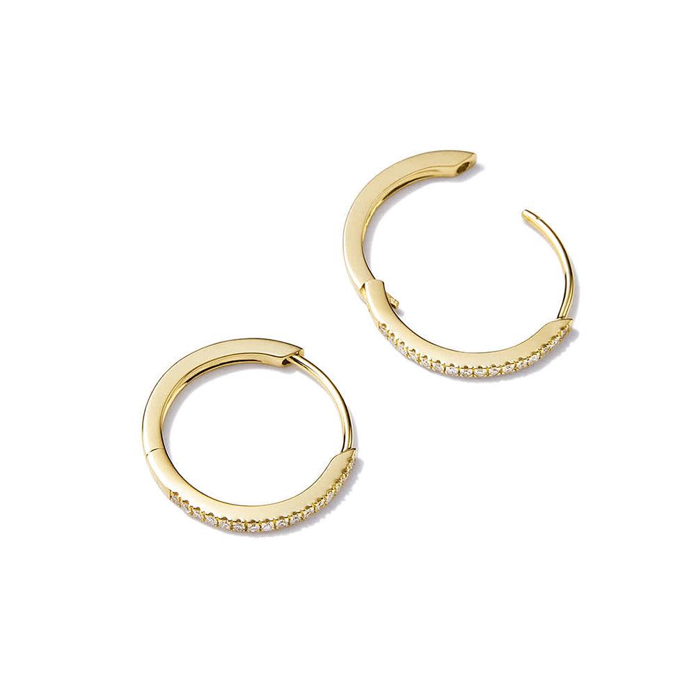 Lab Grown Diamond Hoop Earrings - 14K Gold Medium Size Pavé Setting | Perfect for Weddings, Date Nights & Special Occasions