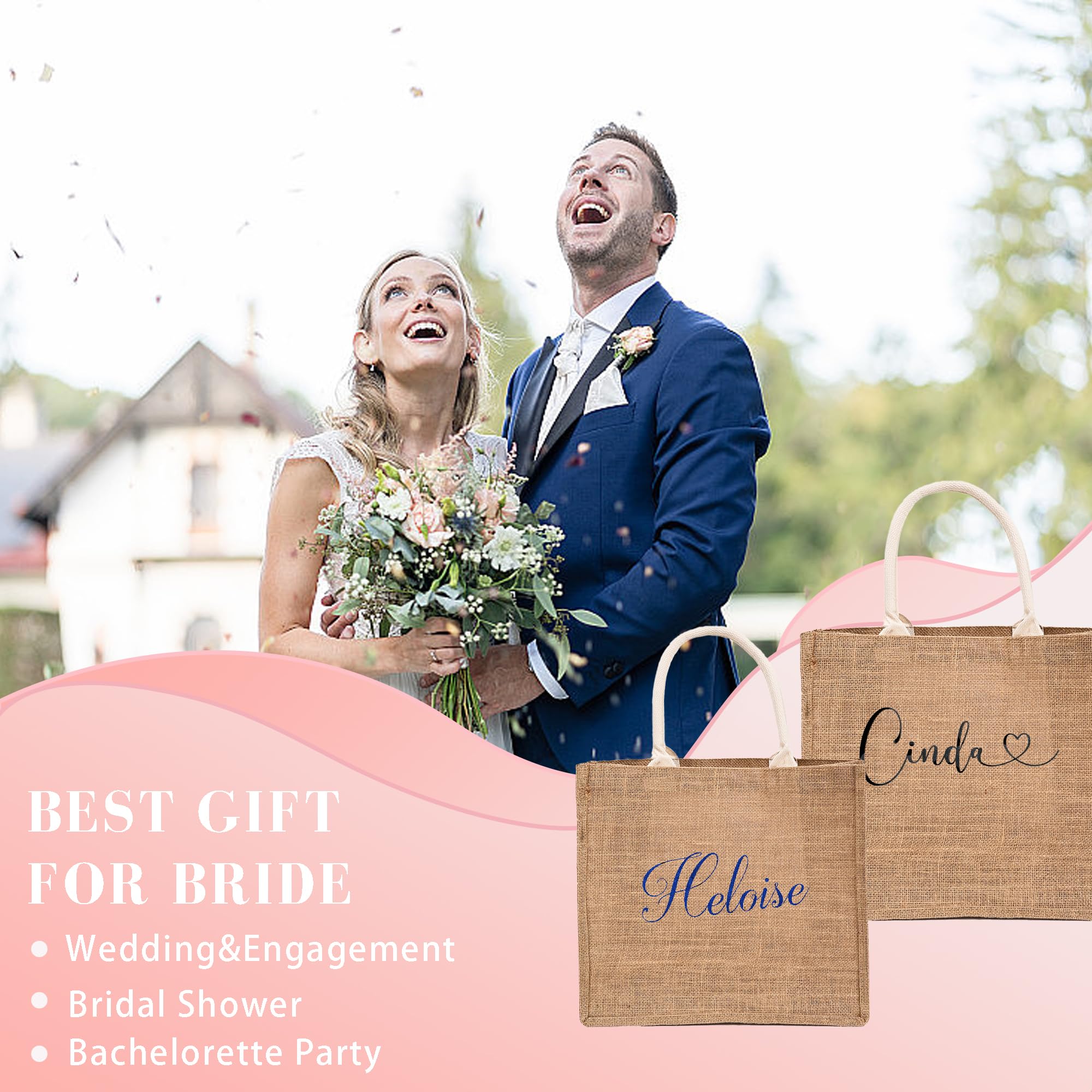 Custom Personalized Tote Bags for Women - Printed Name Linen Beach Bag | Perfect for Weddings, Birthdays, Vacations & Gifts for Bridesmaids, Moms, Teachers | Eco-Friendly Shopping & Travel Tote