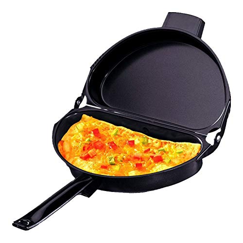 Non-Stick Omelette Pan - Portable Stainless Steel Double Position Grill Pan for Perfect Breakfast - Ideal for Home Cooking, Camping & Outdoor Use