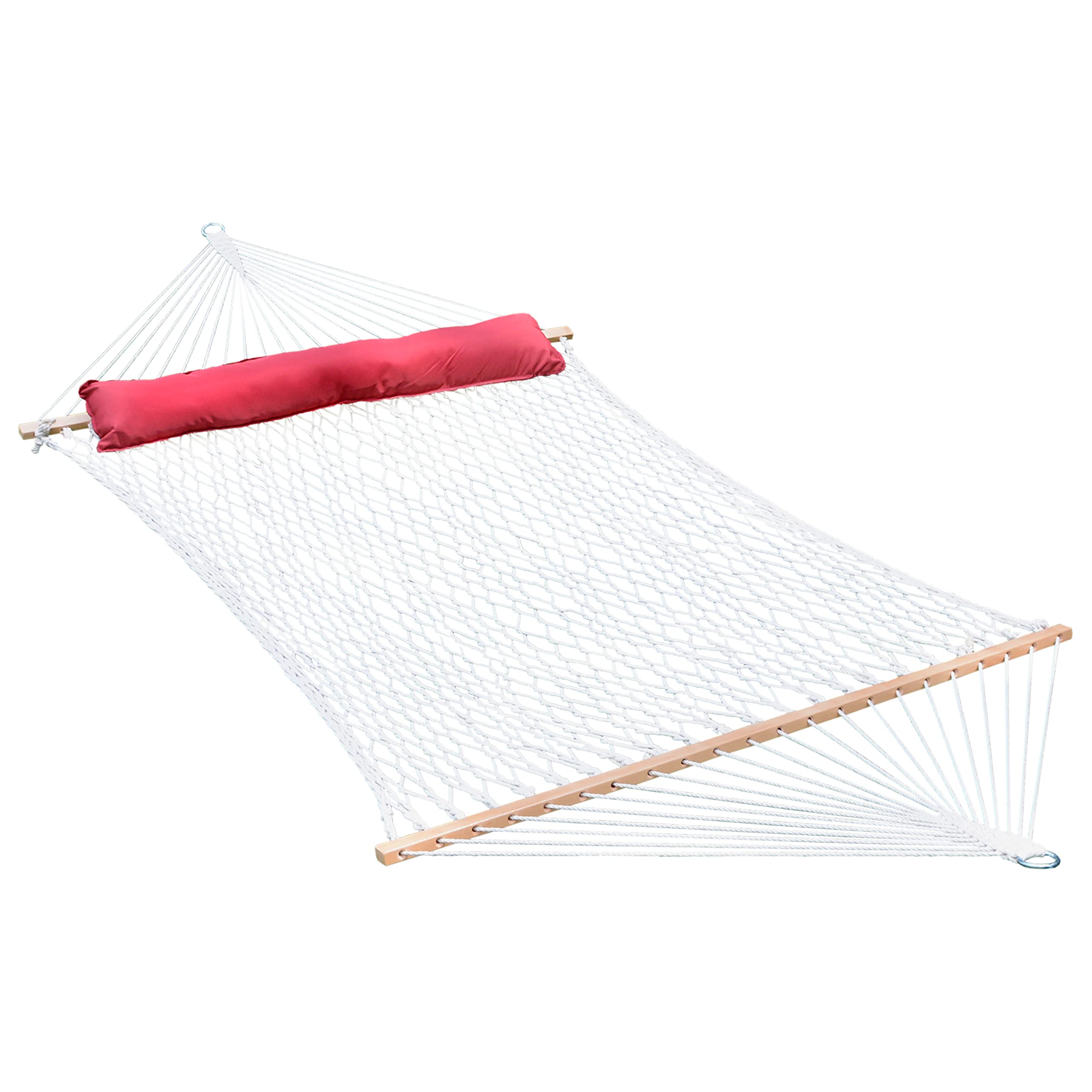 13' Cotton Rope Hammock with Pillow - Comfortable Outdoor Swing Bed for Patio, Backyard, Beach & Camping - Algoma Net Relaxation Hammock