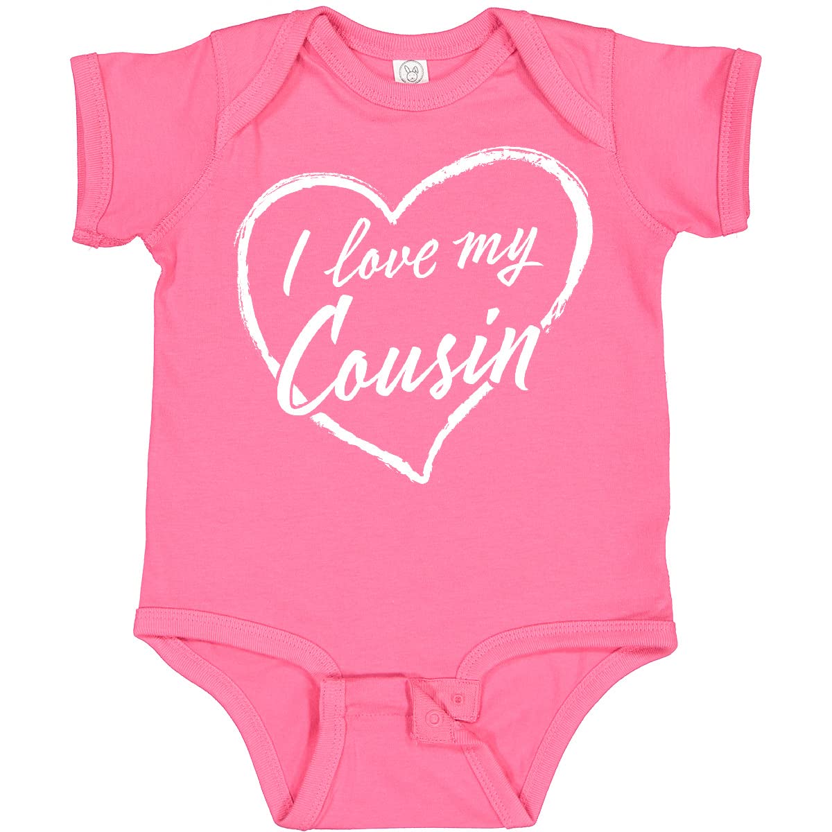 Inktastic I Love My Cousin White Chalk Heart Baby Bodysuit - Cute Cousin Gift for Newborns, Infants & Toddlers - Perfect for Family Reunions, Birthdays & Photo Shoots