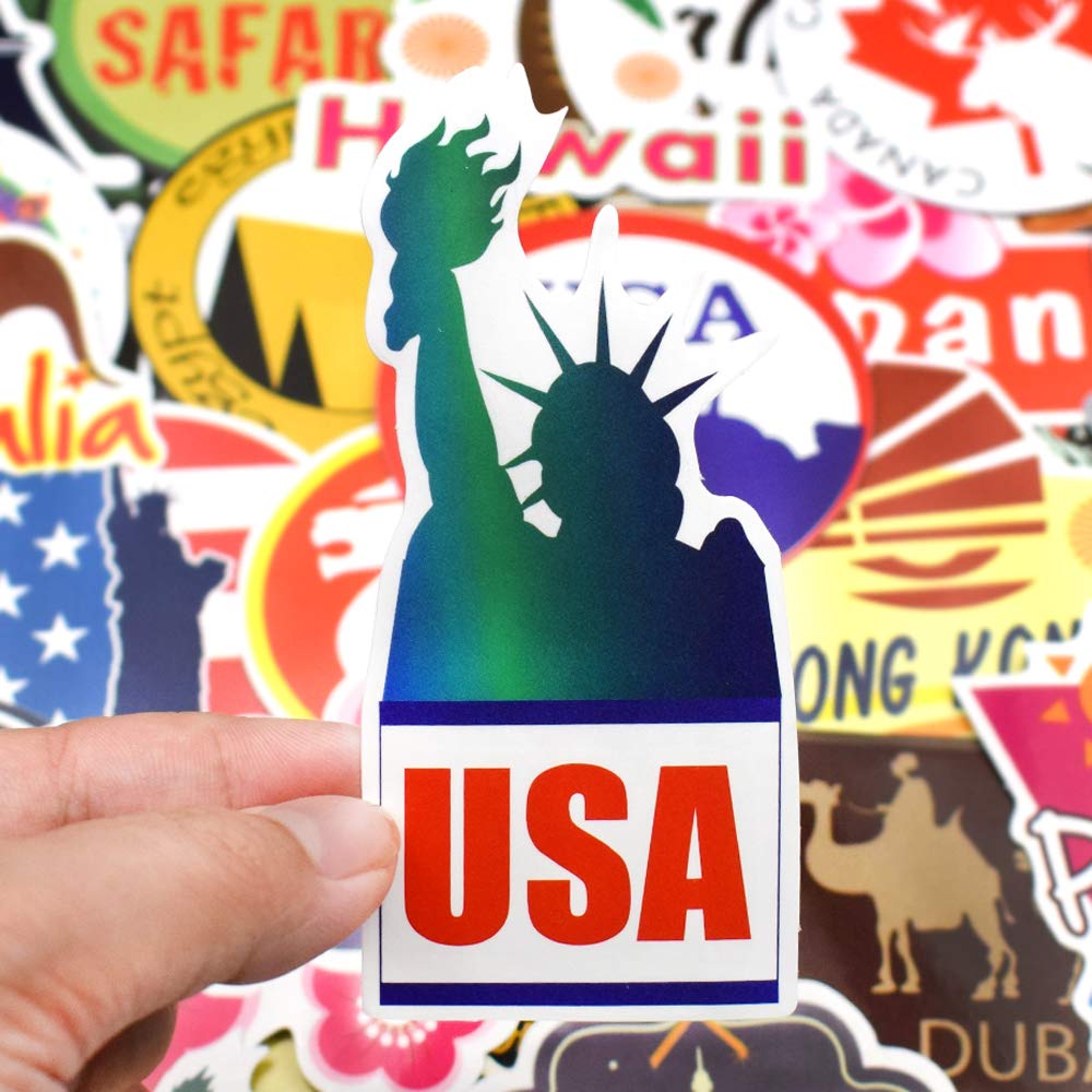 Waterproof Vinyl Stickers 100Pcs - Travel Themed Decals for Laptop, Luggage, Scrapbook, Postcard | Perfect for DIY Crafts, Journaling & Personalizing Accessories