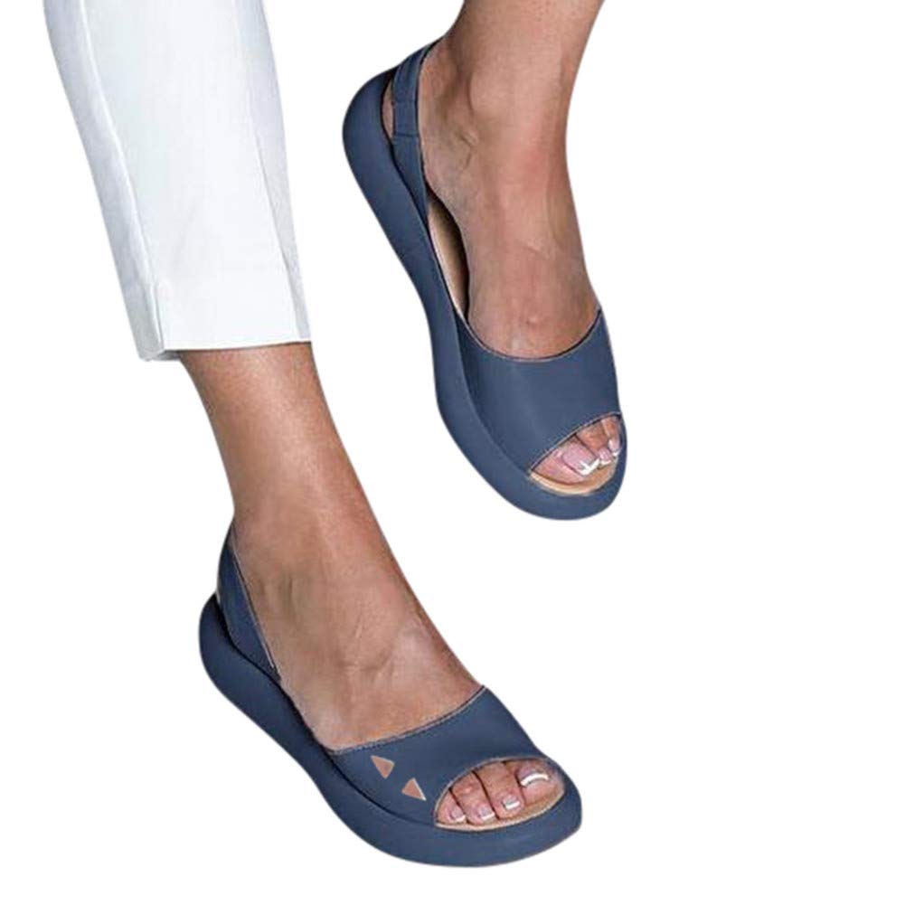 Women's Platform Sandals - Casual Peep Toe Slip On Flats with Slingback | Comfortable Flatform Dress Shoes for Party, Wedding & Summer Outfits