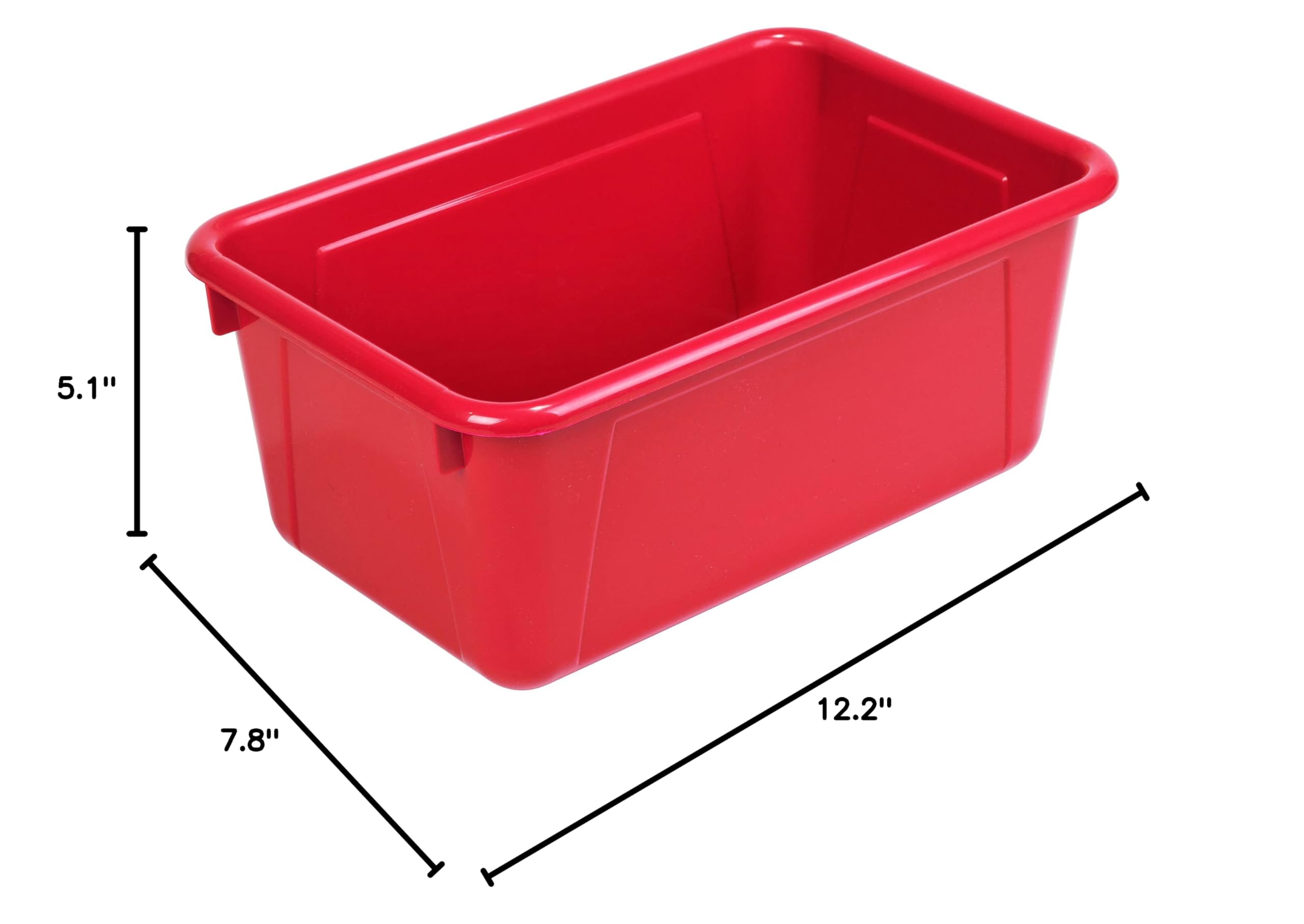 Storex Small Plastic Storage Bins 5-Pack - 12.2 x 7.8 x 5.1 Inches Classroom Organizers, Red Cubby Containers for School Supplies, Toys & Craft Storage (62415A05C) - Perfect for Homeschool, Daycare & Office Organization