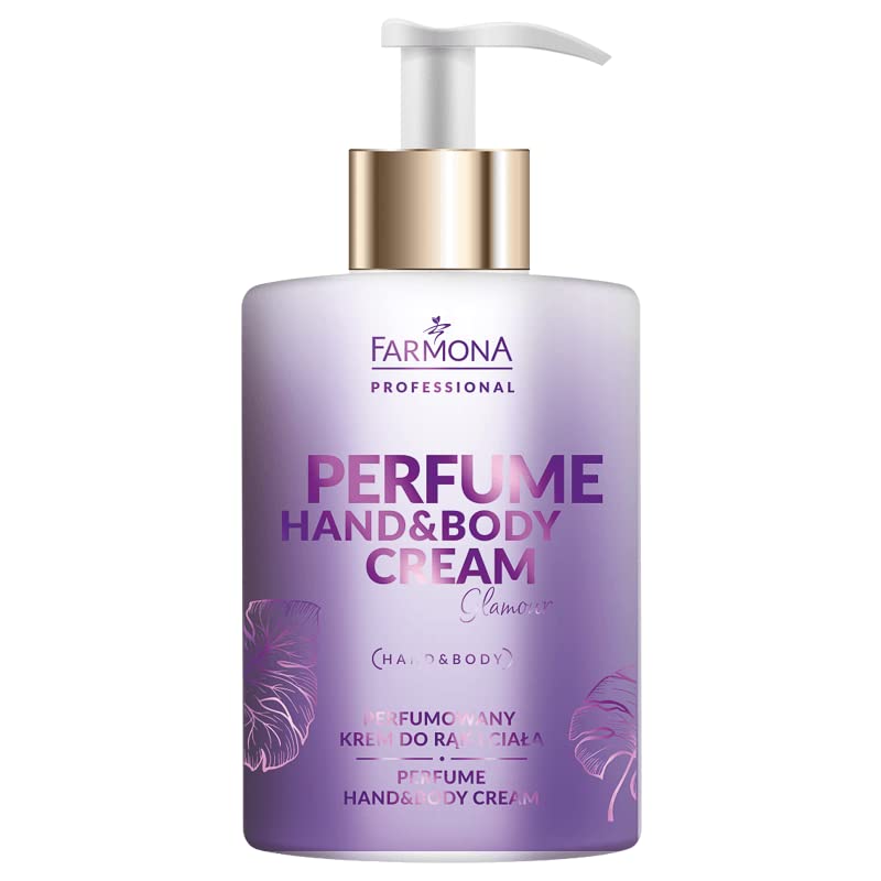 Farmona Professional Perfume Hand & Body Cream - GLAMOUR Moisturizing Lotion for Dry & Rough Skin - 300ml Hydrating Care for Women & Men - Perfect for Daily Use, Travel & Gift Giving