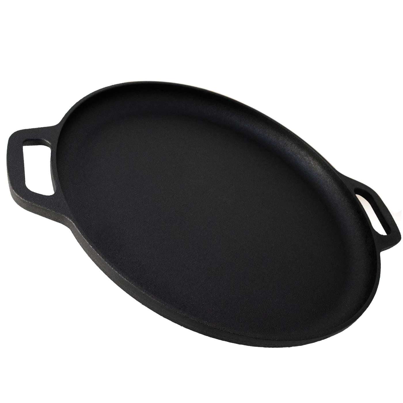 13.5 Inch Pre-Seasoned Cast Iron Pizza Pan - 35cm Round Baking Griddle for Stove, Oven, Grill & Campfire - Perfect for Homemade Pizza, Bread, Steak & Outdoor Cooking