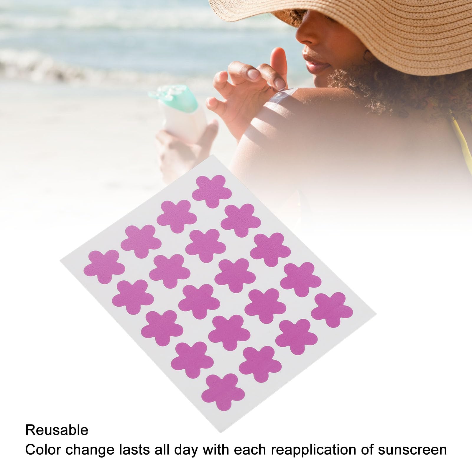 120 Count UV Detection Sunscreen Stickers - Sweatproof & Color Changing for All-Day Wear - Helps Prevent Sunburn - Perfect for Beach, Pool & Outdoor Activities
