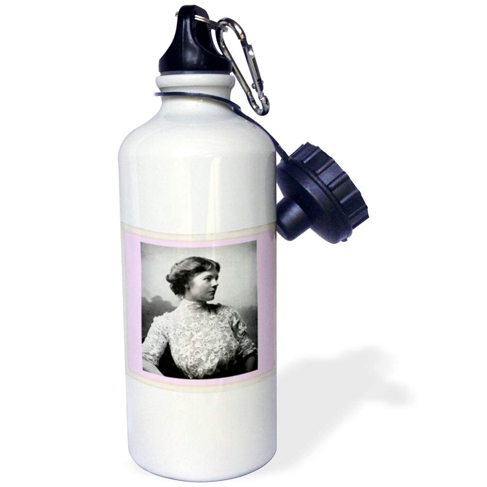 3D Rose Irish Lace Lady Sports Water Bottle - 21 oz Insulated Stainless Steel Thermos for Gym, Hiking & Outdoor Activities | Elegant White Design