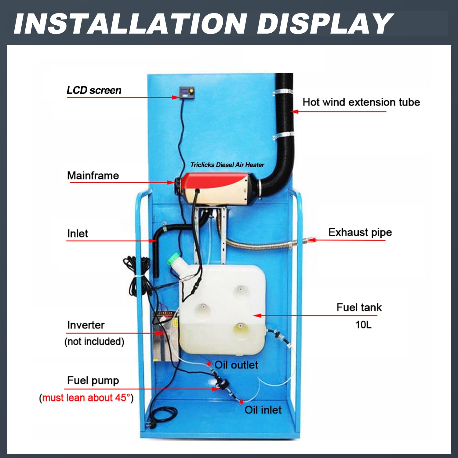 12V 5KW-8KW Diesel Air Heater with LCD Display & Remote Control - Portable Parking Heater for Trucks, Boats, RVs, Campers & Trailers | Silent Operation with Silencer & 10L Fuel Tank | Ideal for Winter Camping, Road Trips & Off-Grid Living