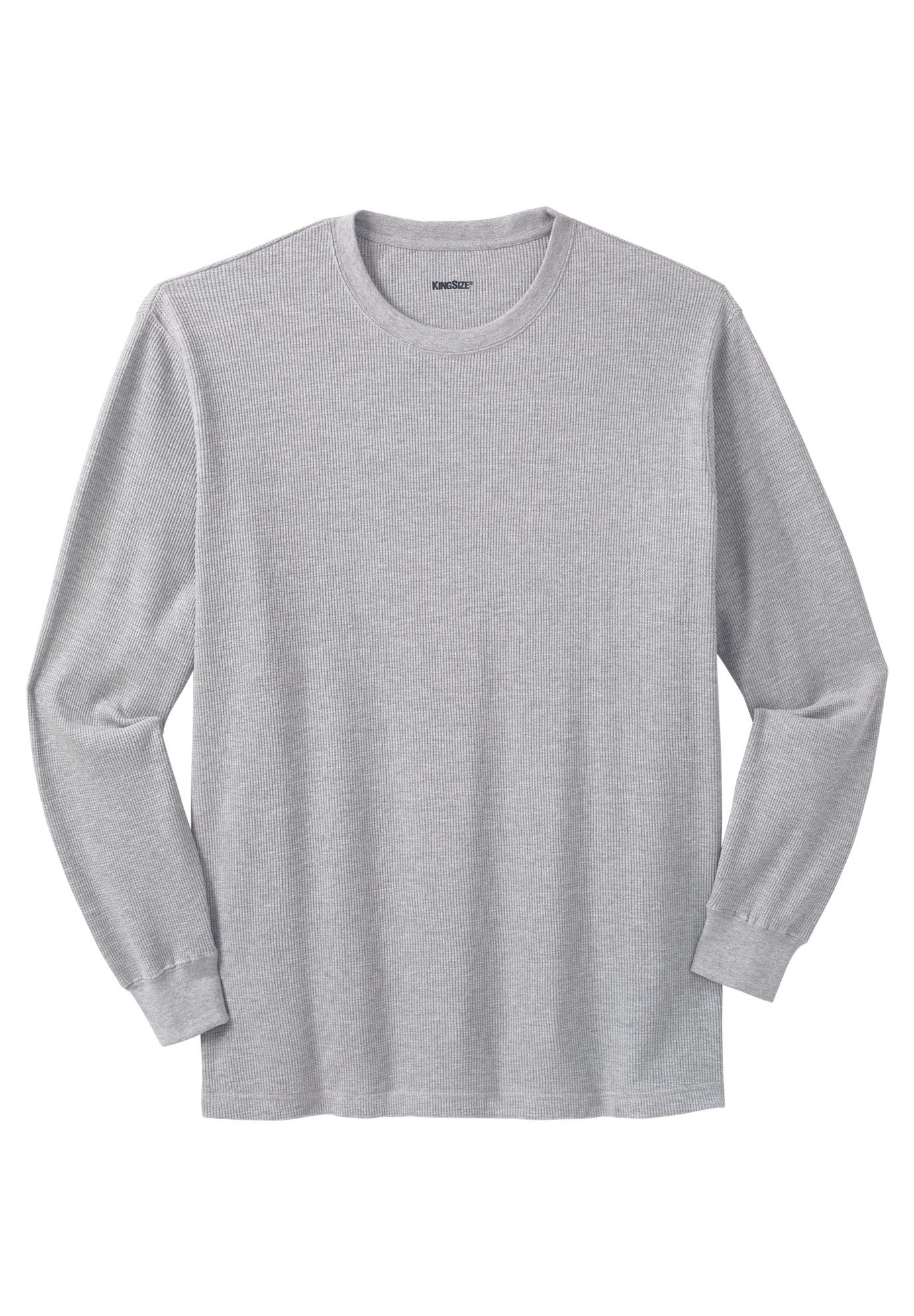 KingSize Men's Big & Tall Waffle-Knit Thermal Crewneck Tee - Long Sleeve Winter Underwear Top - Heather Grey - Size L - Warm Base Layer for Cold Weather, Hunting & Outdoor Activities