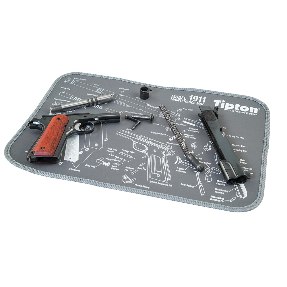 Tipton 1911 Gun Cleaning Mat - Non-Slip Neoprene Pistol Maintenance Mat with Handgun Schematic Diagram | Perfect for Firearm Cleaning, Gunsmithing & Range Sessions