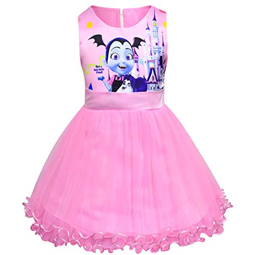 PCLOUD Girls Princess Dress with Cartoon Print - Elegant Party Gown for Birthday, Tea Party & Special Occasions
